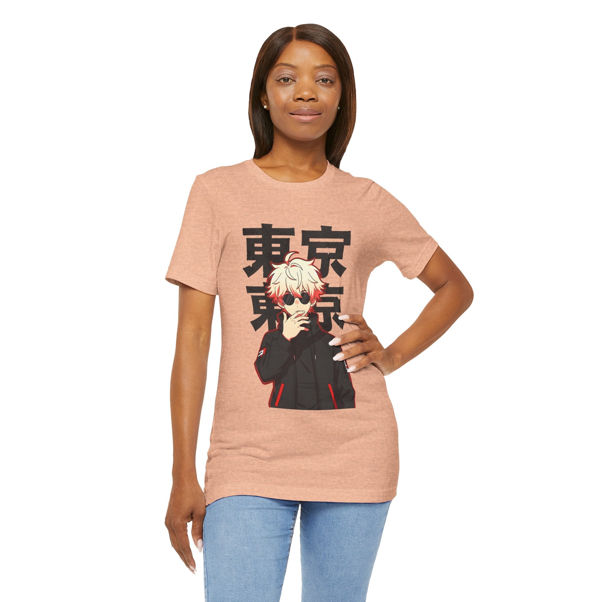 Tokyo Anime Graphic Tee — Blond Character with Kanji "東京"