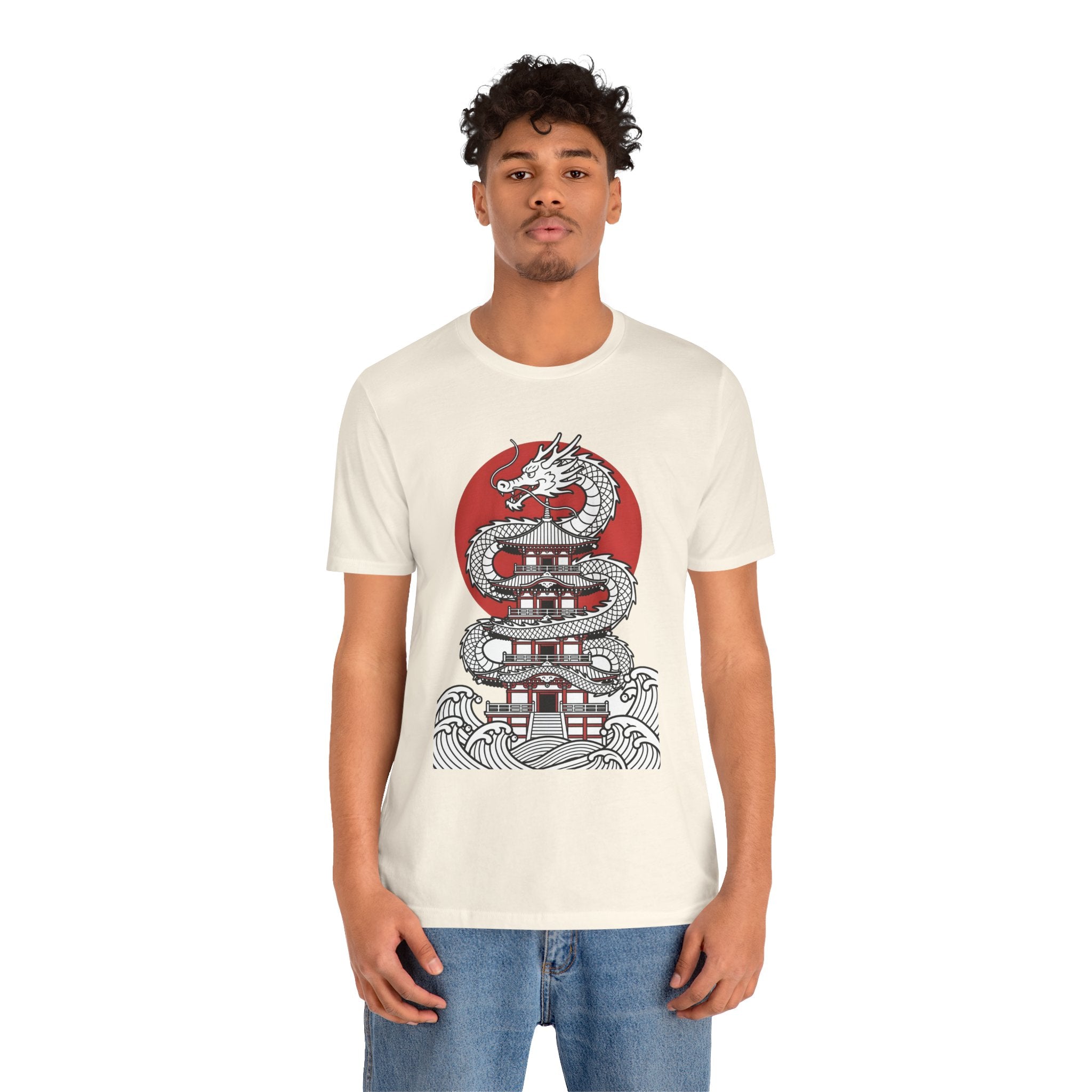 Dragon Pagoda T‑Shirt — Japanese Red Sun Temple Graphic Tee