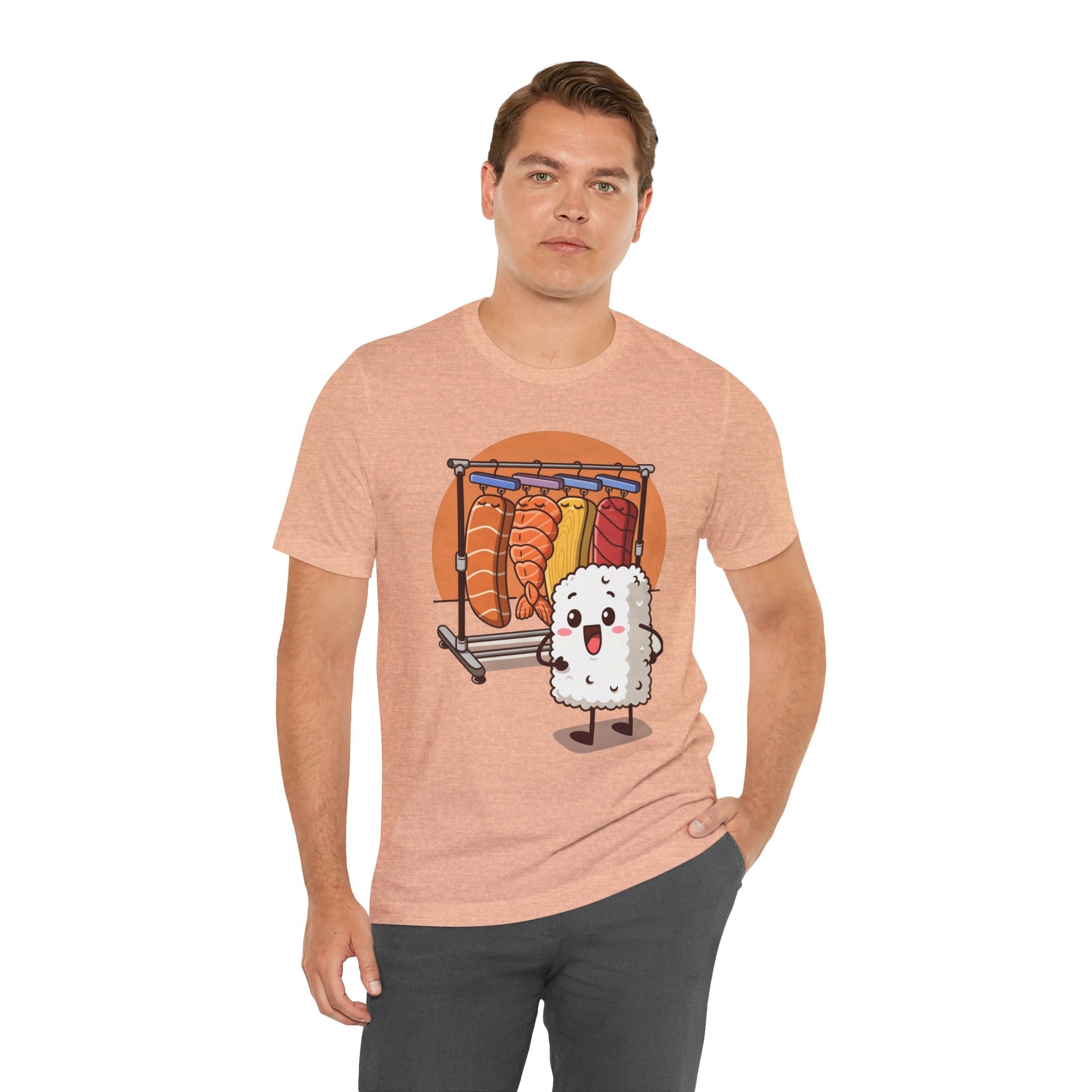 Cute Sushi Rice Cartoon T‑Shirt — Kawaii Nigiri Character Tee