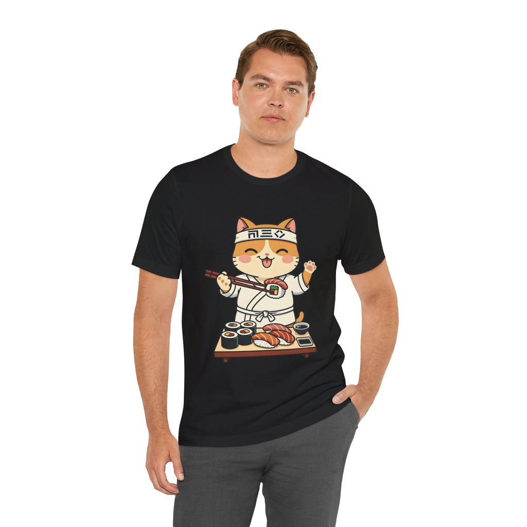 Sushi Chef Cat T‑Shirt — Cute Kawaii Cat Making Sushi Graphic Tee