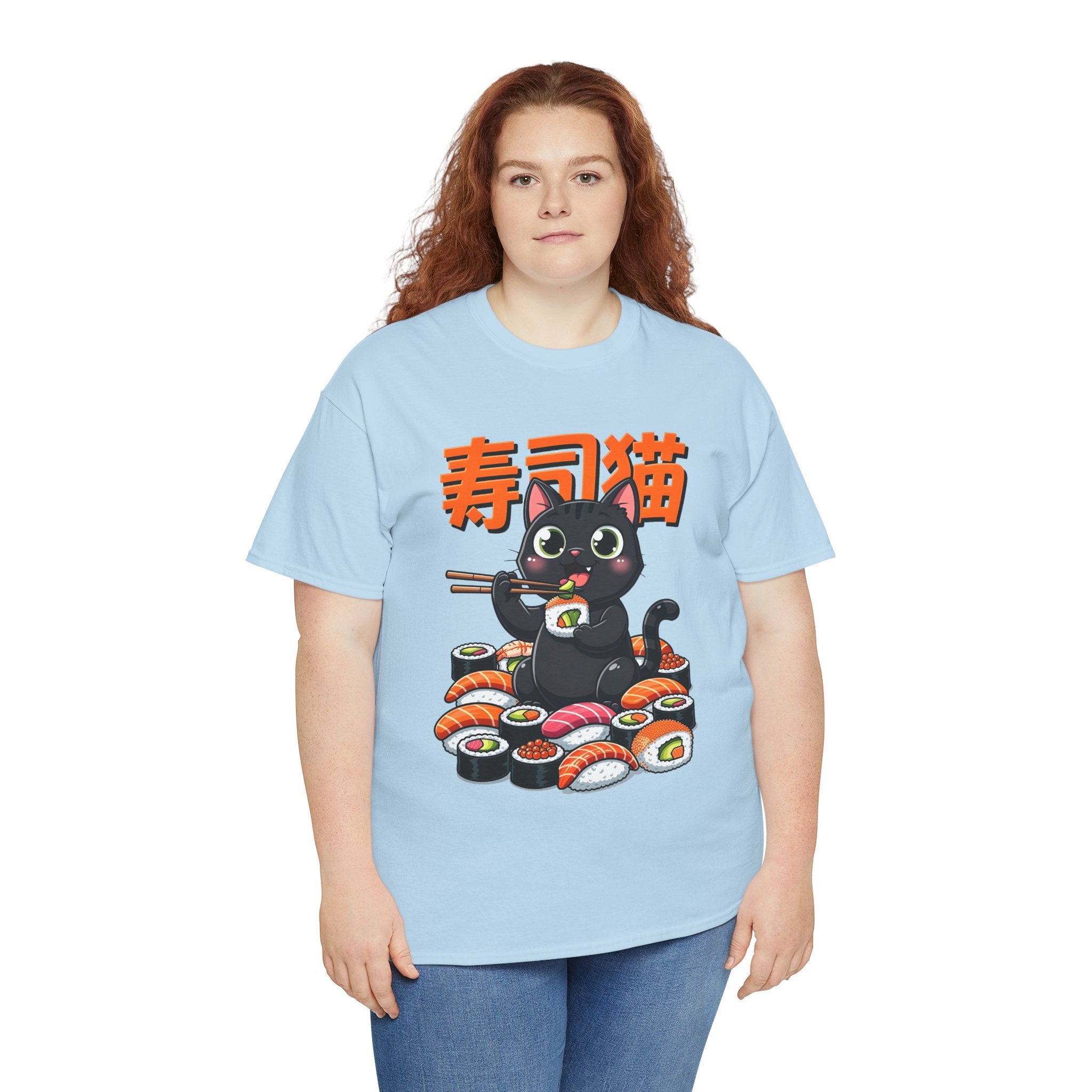 Sushi Cat T-Shirt – Cute Black Cat Eating Sushi Graphic Tee