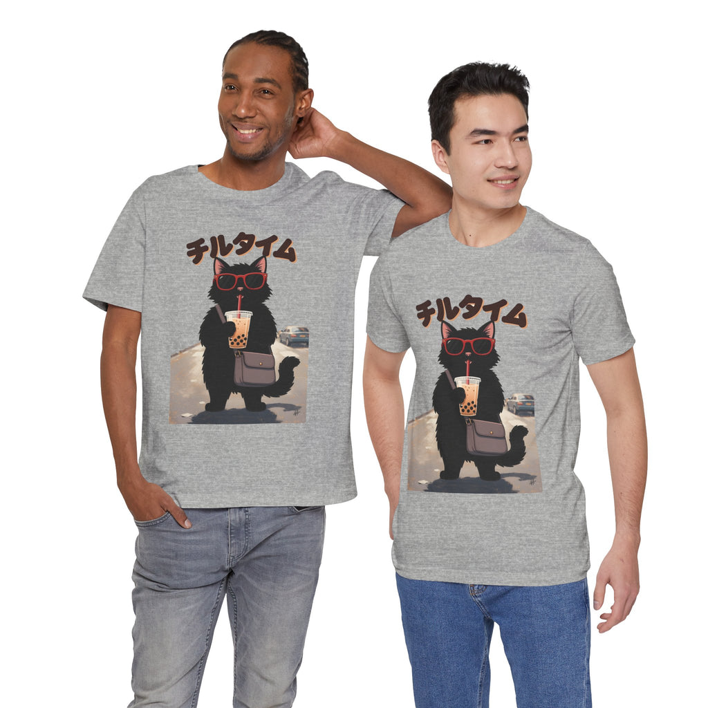 Boba Cat Tee — Cute Cat Drinking Bubble Tea Graphic T-Shirt