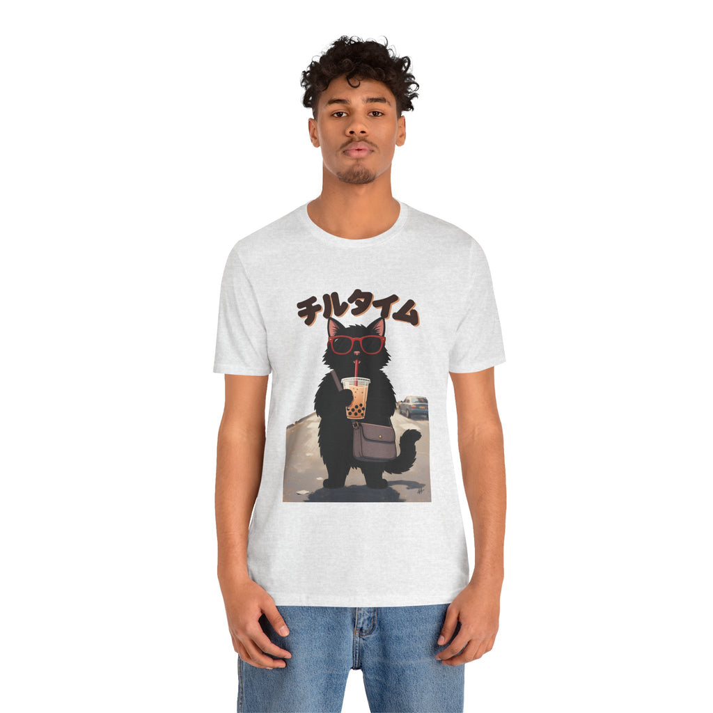 Boba Cat Tee — Cute Cat Drinking Bubble Tea Graphic T-Shirt
