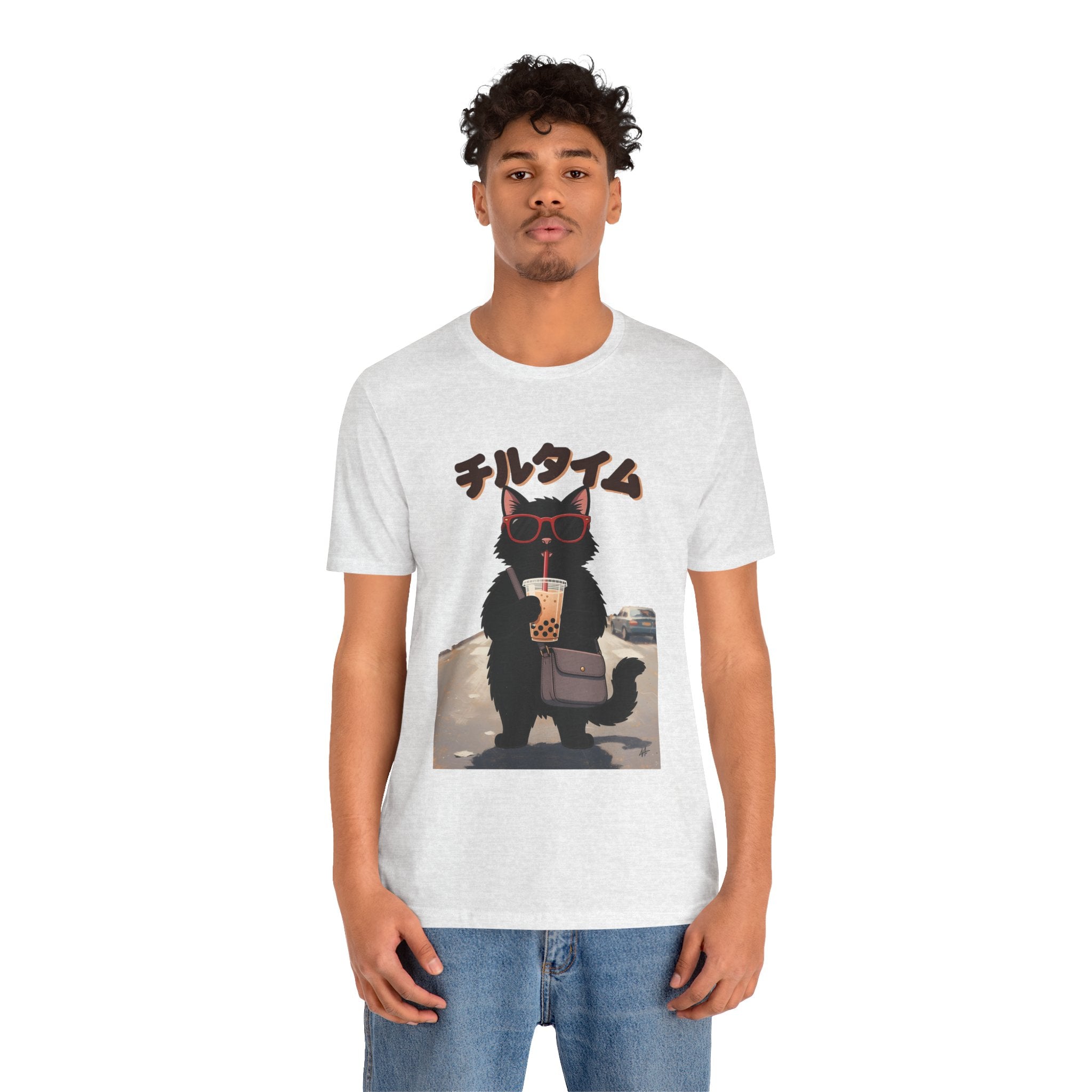 Boba Cat Tee — Cute Cat Drinking Bubble Tea Graphic T-Shirt