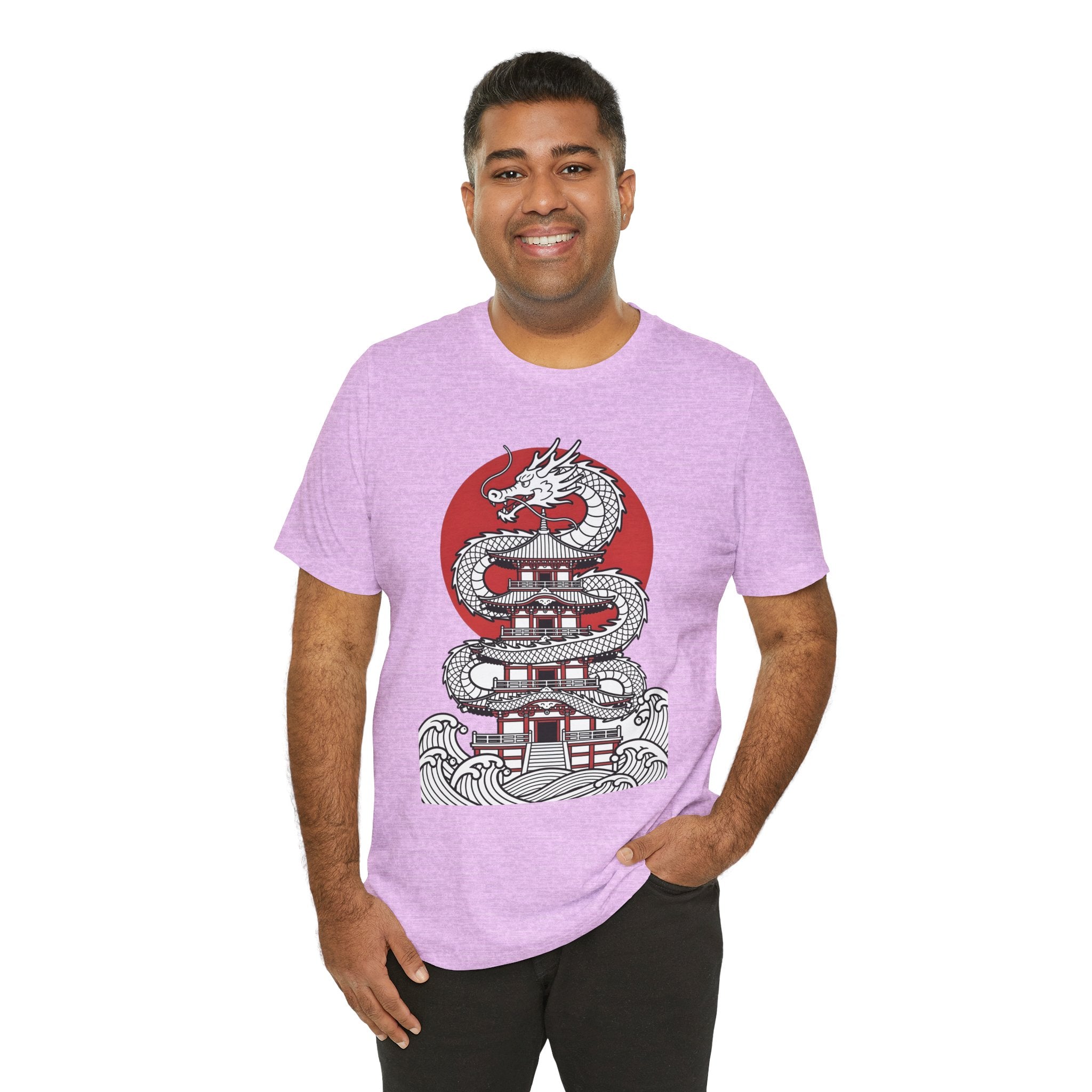 Dragon Pagoda T‑Shirt — Japanese Red Sun Temple Graphic Tee