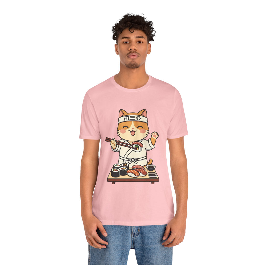 Sushi Chef Cat T‑Shirt — Cute Kawaii Cat Making Sushi Graphic Tee