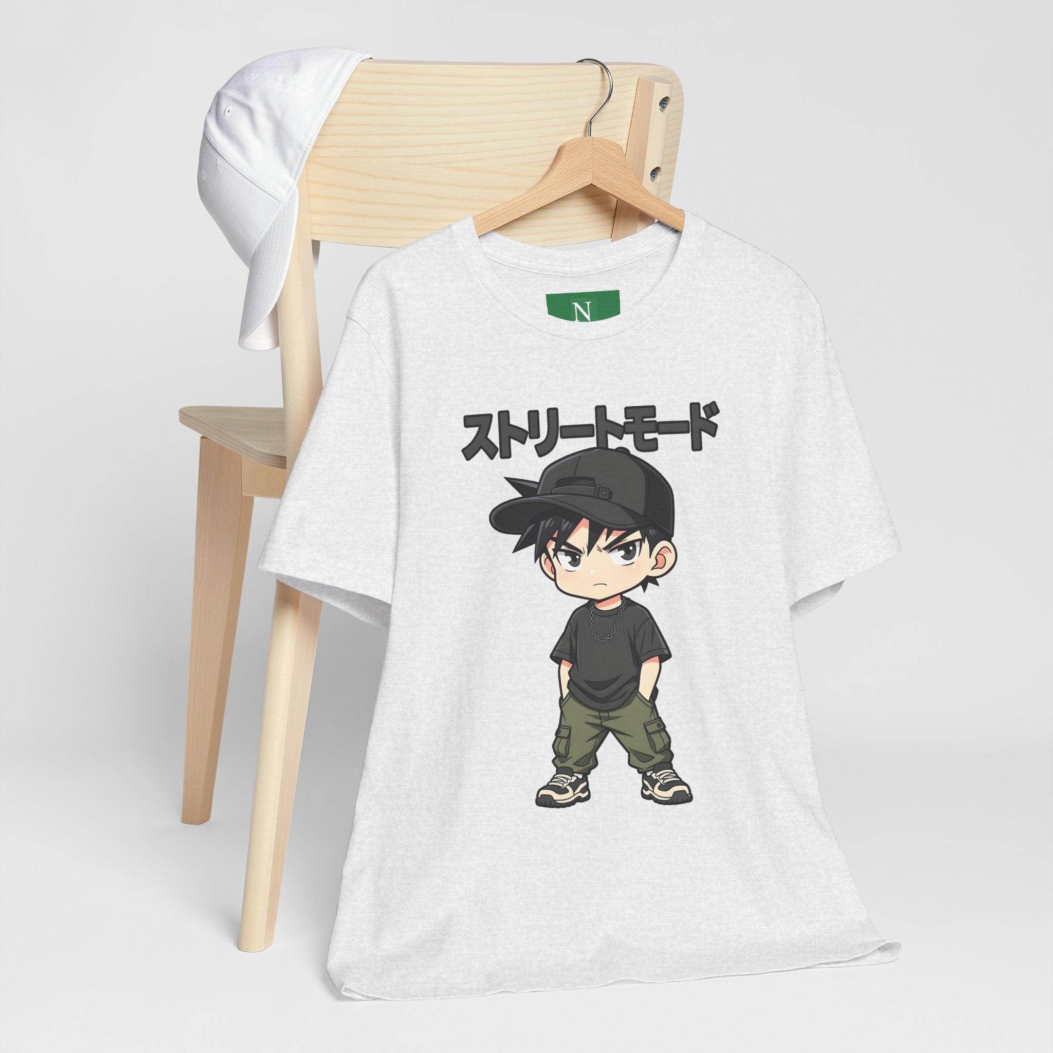 Street Mode Anime Boy T-Shirt — Japanese Text Graphic Tee