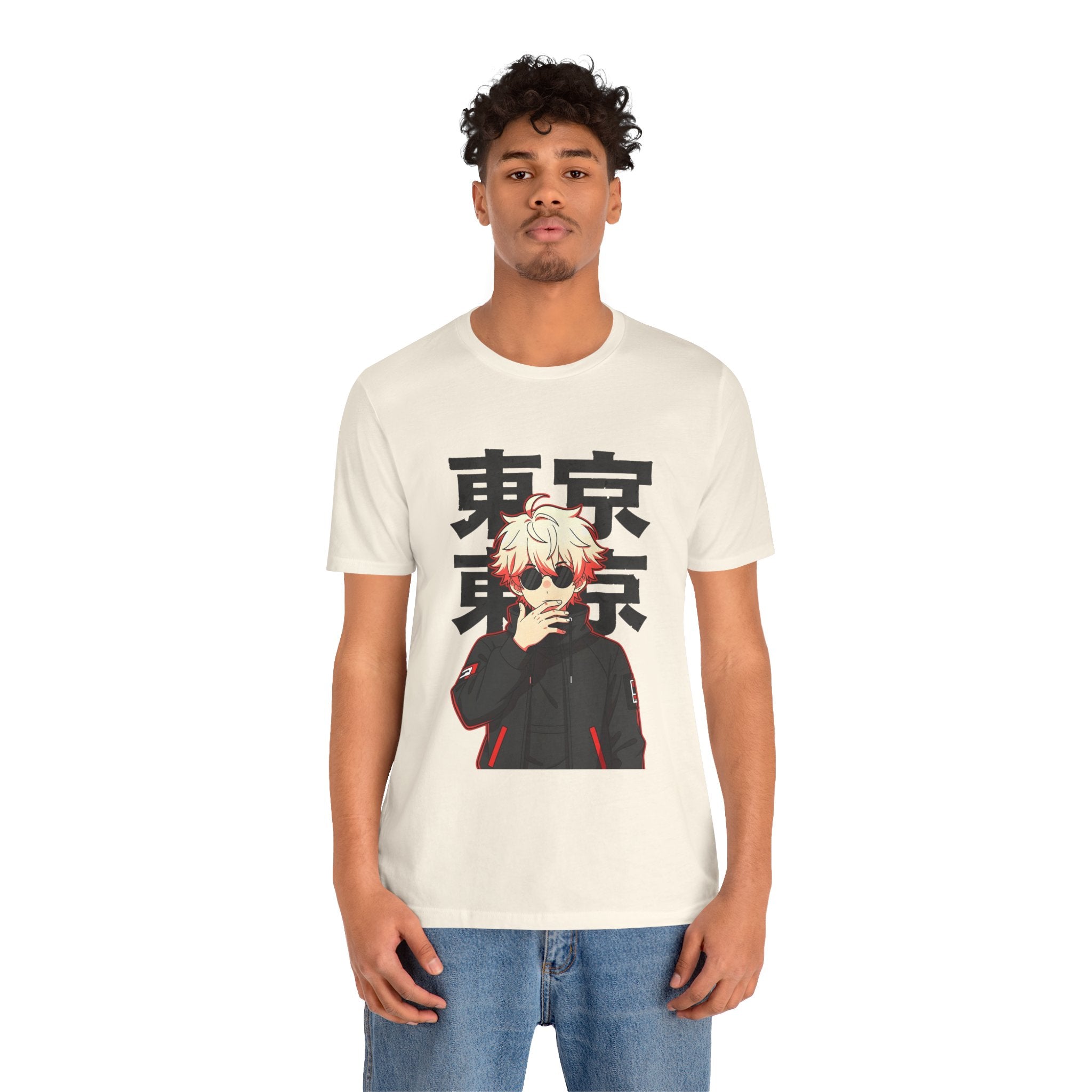 Tokyo Anime Graphic Tee — Blond Character with Kanji "東京"