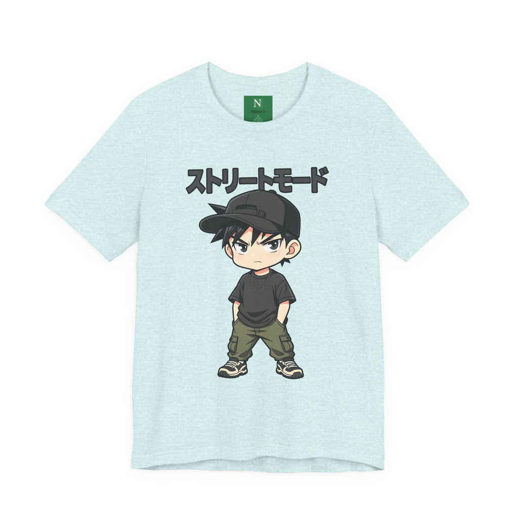 Street Mode Anime Boy T-Shirt — Japanese Text Graphic Tee