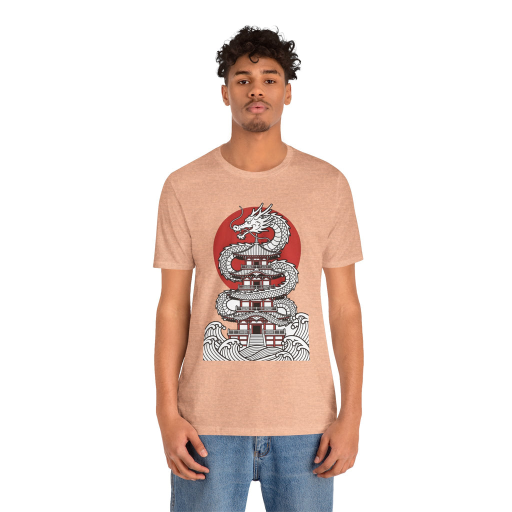 Dragon Pagoda T‑Shirt — Japanese Red Sun Temple Graphic Tee