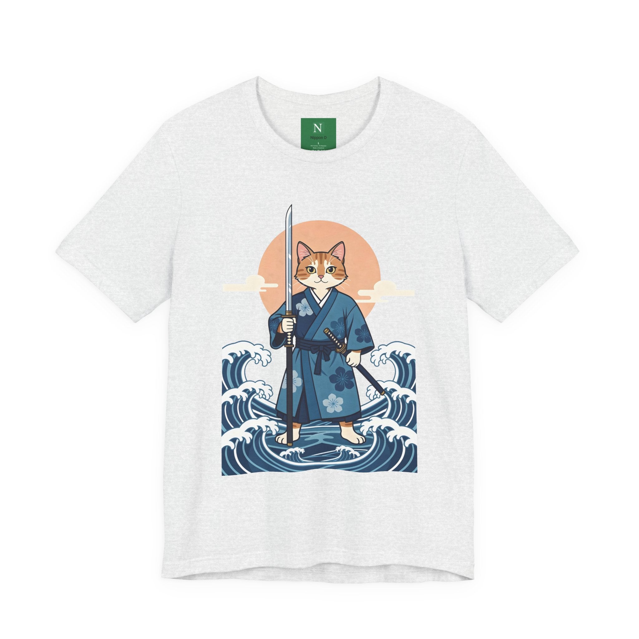 Samurai Cat T-Shirt — Japanese Wave Illustration Tee
