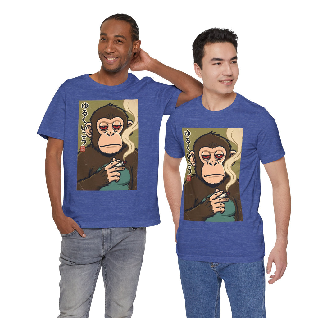 Smoking Monkey Graphic Tee — Japanese Retro Ape Illustration T-Shirt