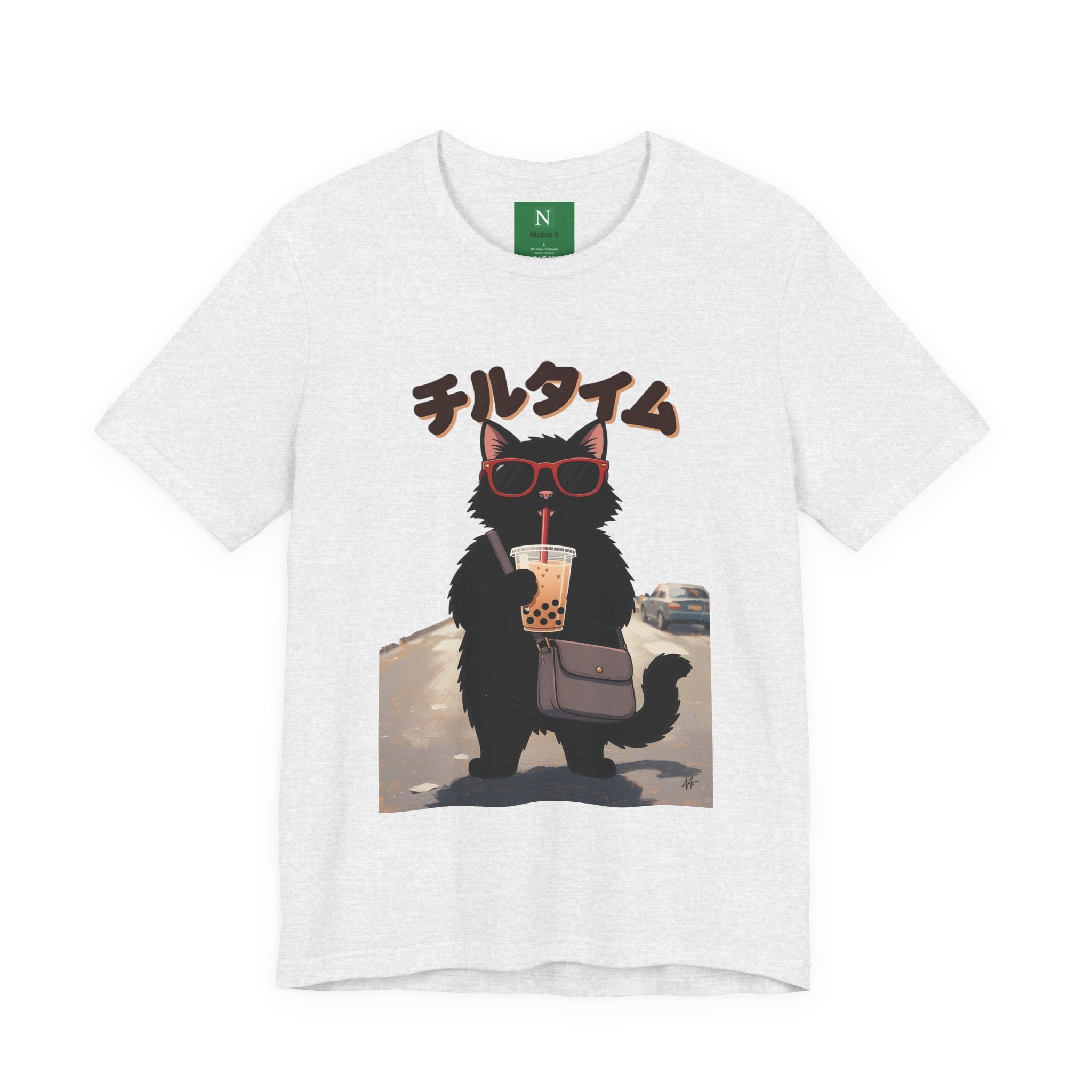 Boba Cat Tee — Cute Cat Drinking Bubble Tea Graphic T-Shirt