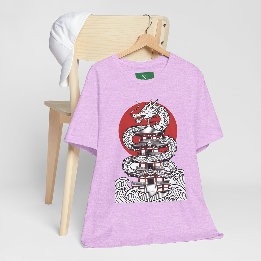 Dragon Pagoda T‑Shirt — Japanese Red Sun Temple Graphic Tee