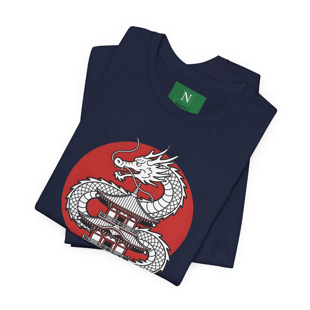 Dragon Pagoda T‑Shirt — Japanese Red Sun Temple Graphic Tee