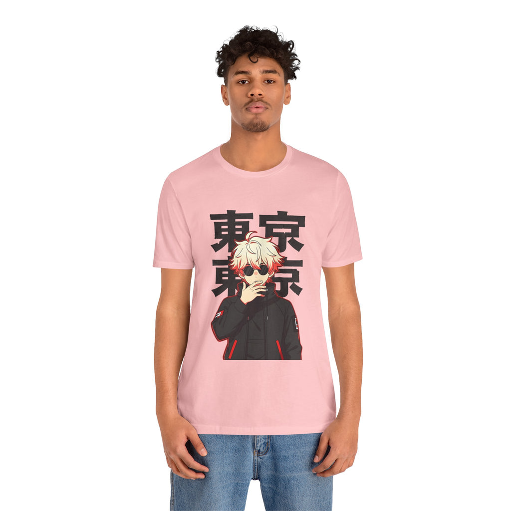 Tokyo Anime Graphic Tee — Blond Character with Kanji "東京"