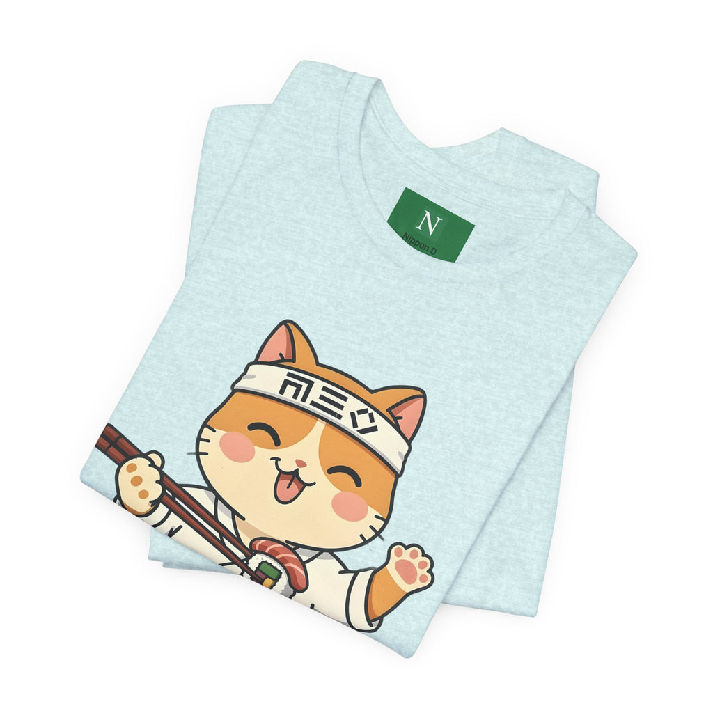 Sushi Chef Cat T‑Shirt — Cute Kawaii Cat Making Sushi Graphic Tee
