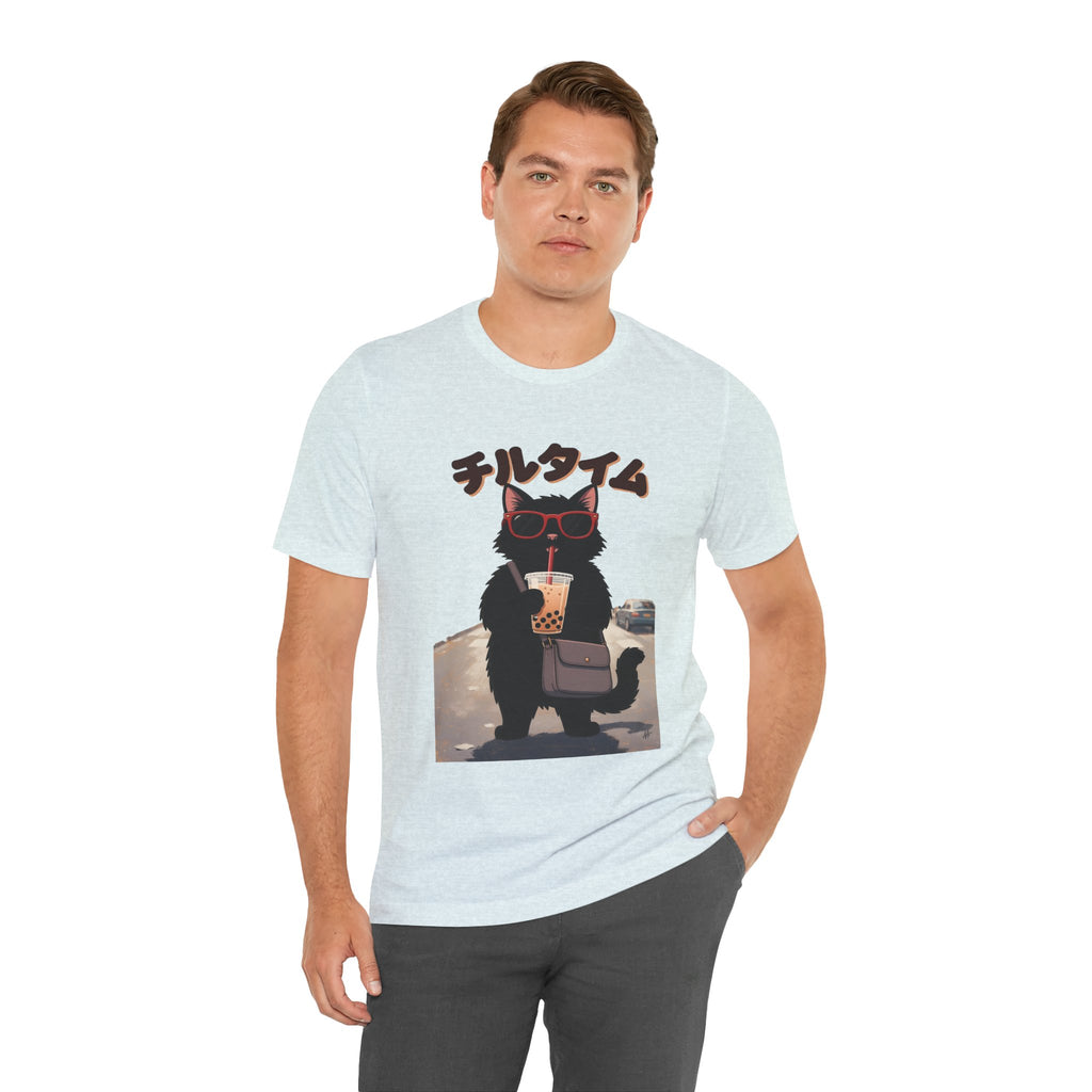 Boba Cat Tee — Cute Cat Drinking Bubble Tea Graphic T-Shirt