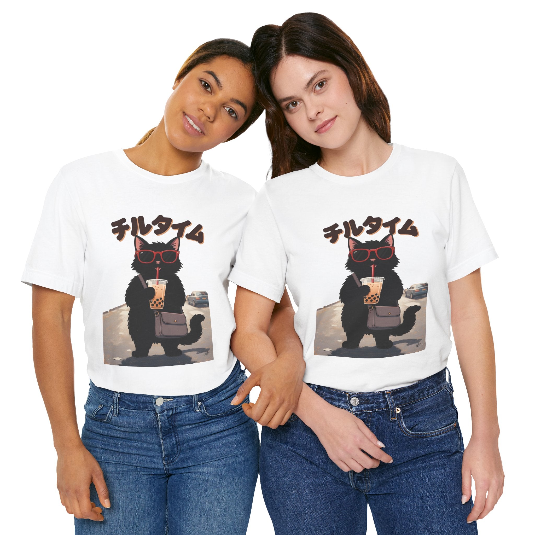 Boba Cat Tee — Cute Cat Drinking Bubble Tea Graphic T-Shirt