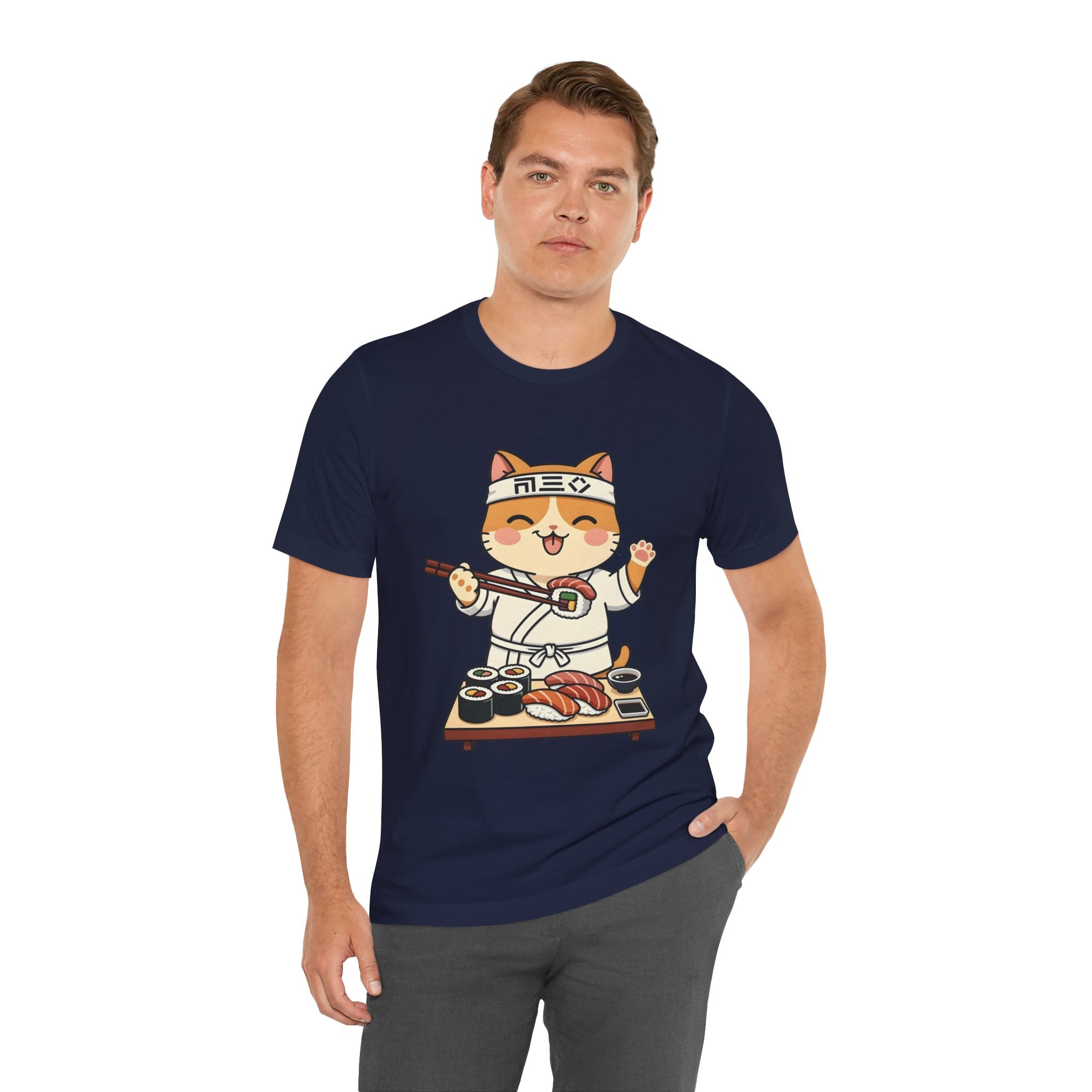 Sushi Chef Cat T‑Shirt — Cute Kawaii Cat Making Sushi Graphic Tee