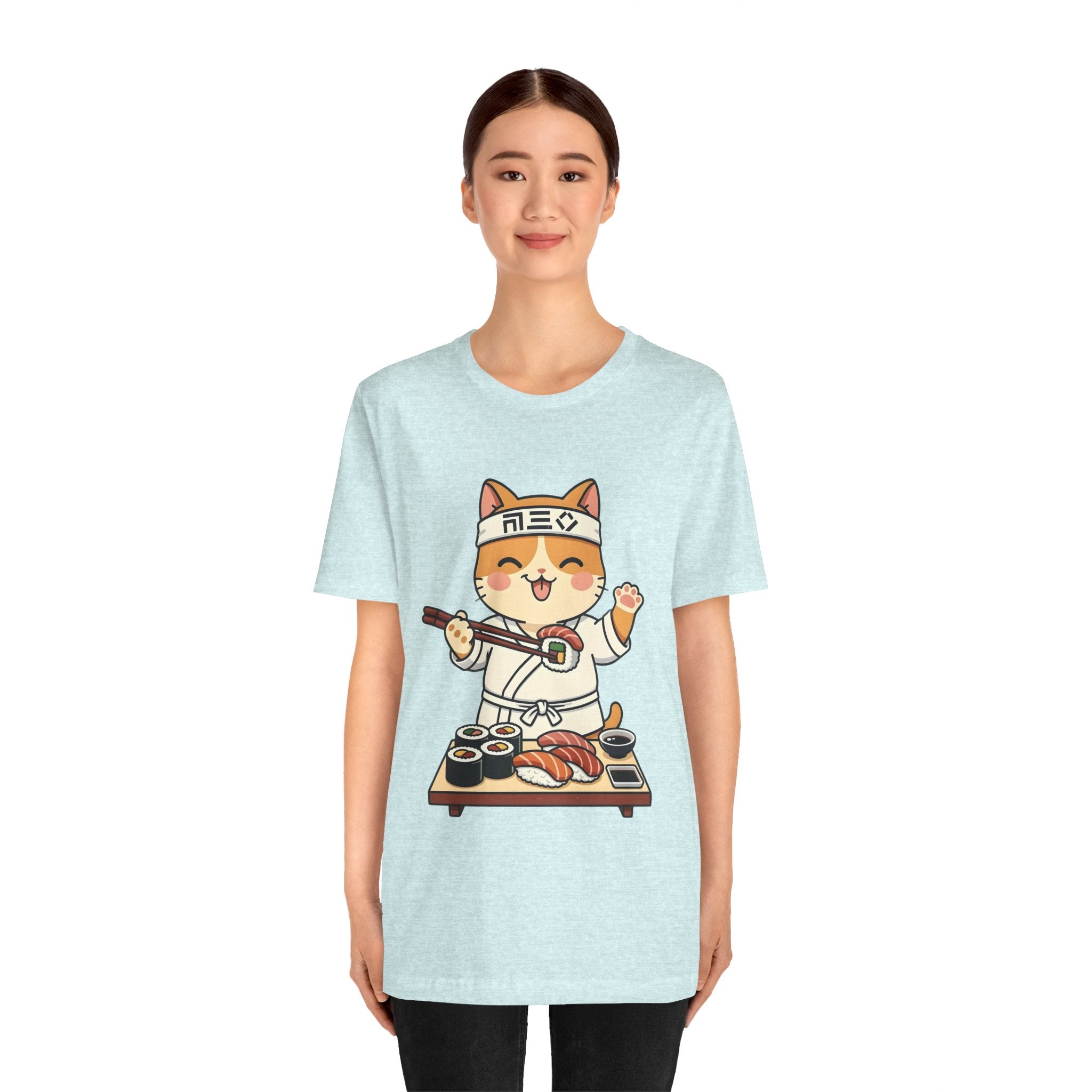 Sushi Chef Cat T‑Shirt — Cute Kawaii Cat Making Sushi Graphic Tee