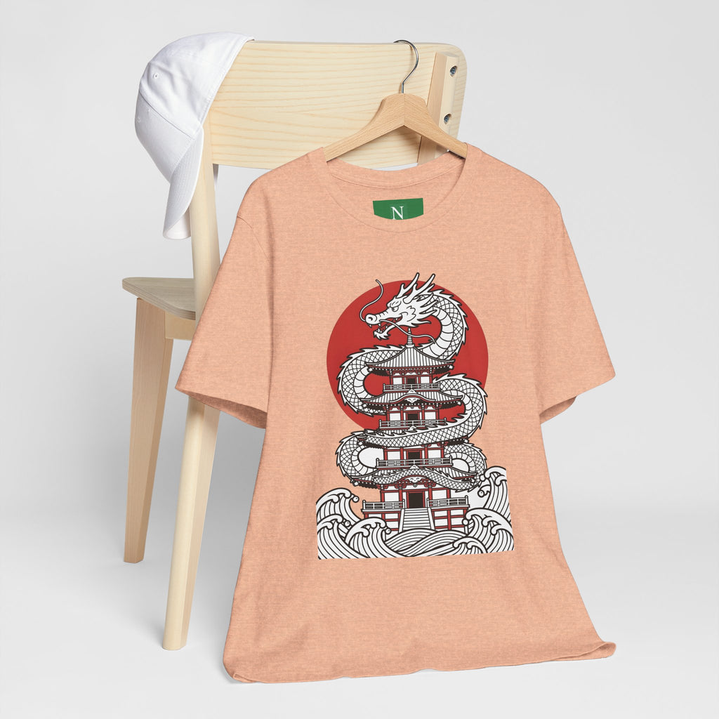 Dragon Pagoda T‑Shirt — Japanese Red Sun Temple Graphic Tee