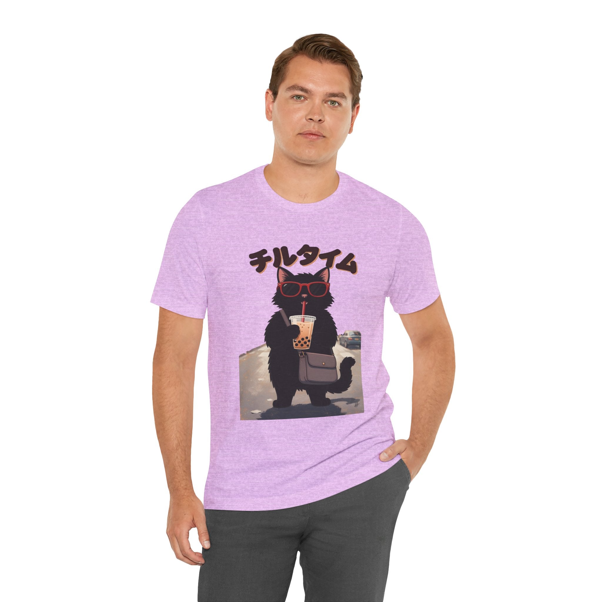 Boba Cat Tee — Cute Cat Drinking Bubble Tea Graphic T-Shirt