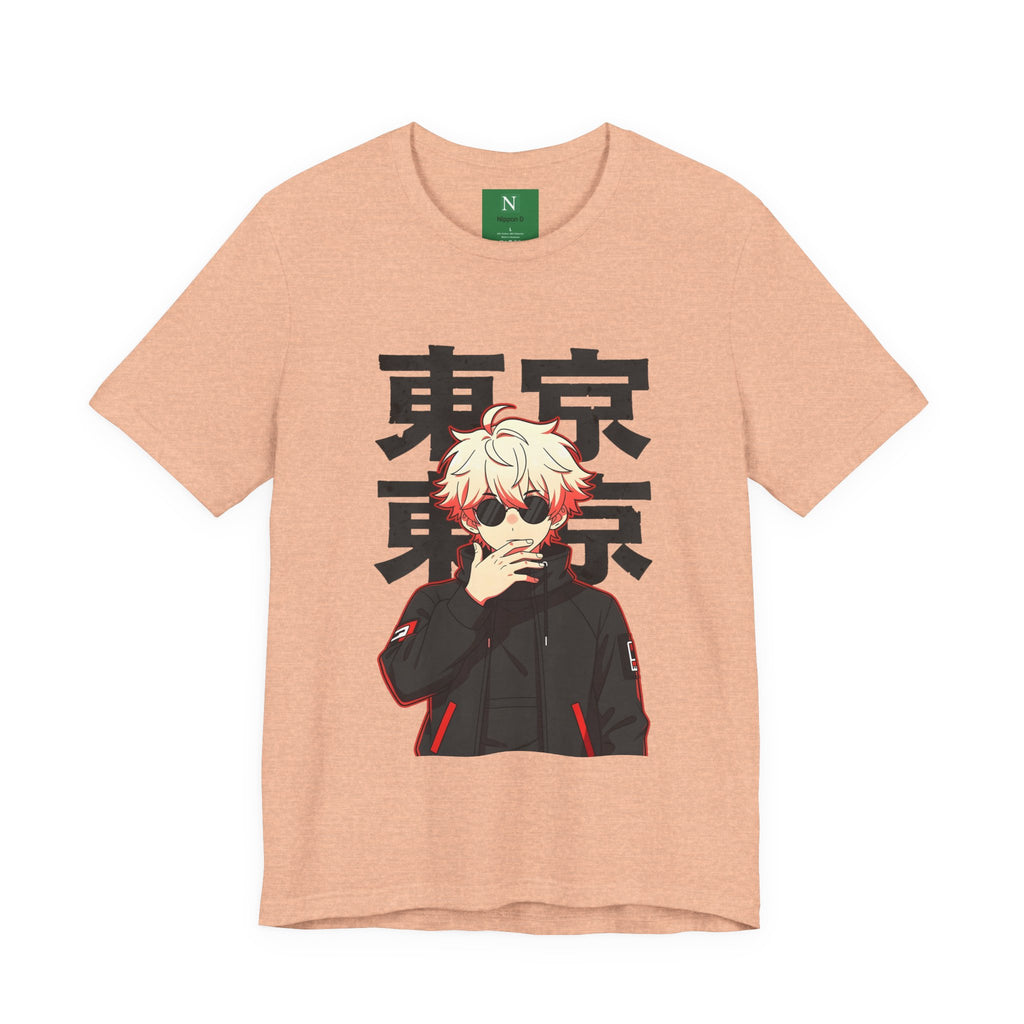 Tokyo Anime Graphic Tee — Blond Character with Kanji "東京"