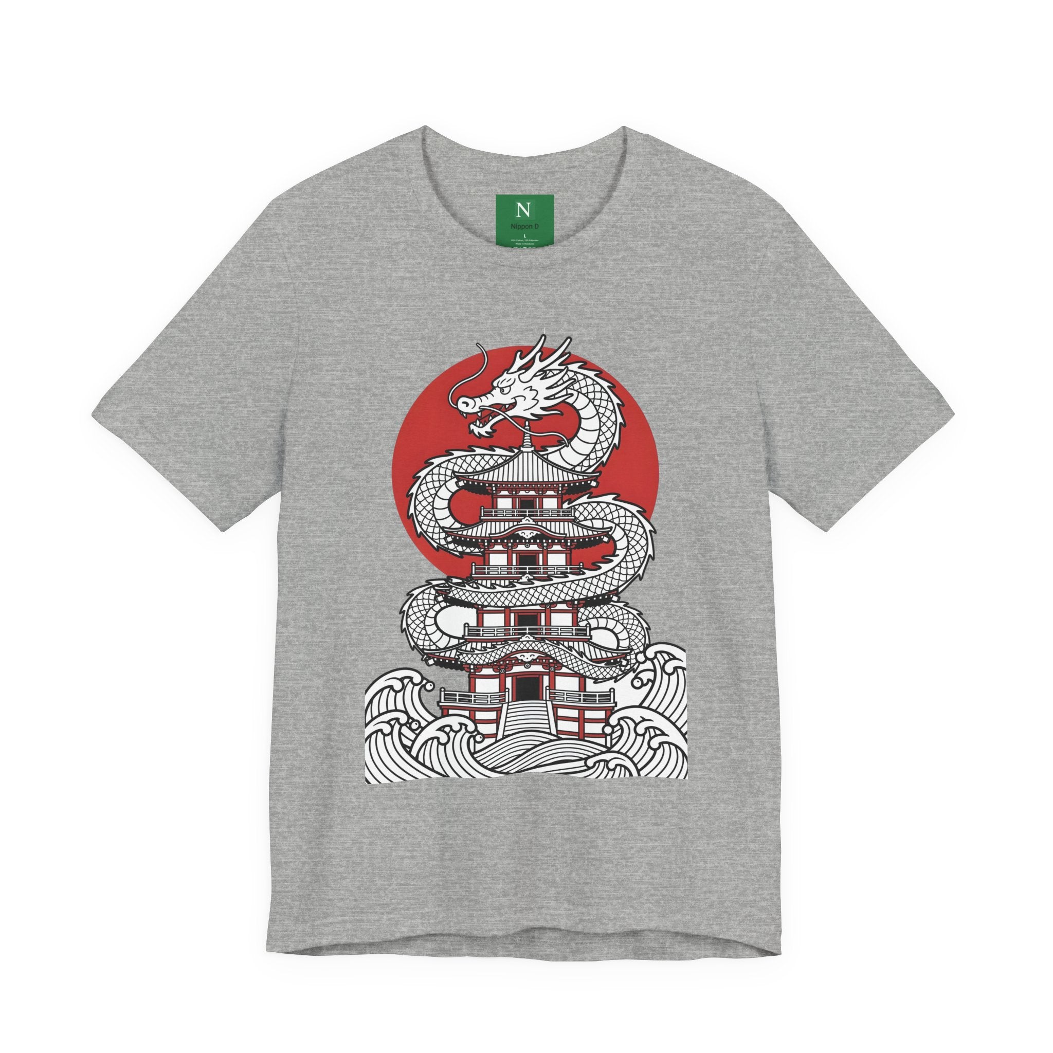 Dragon Pagoda T‑Shirt — Japanese Red Sun Temple Graphic Tee