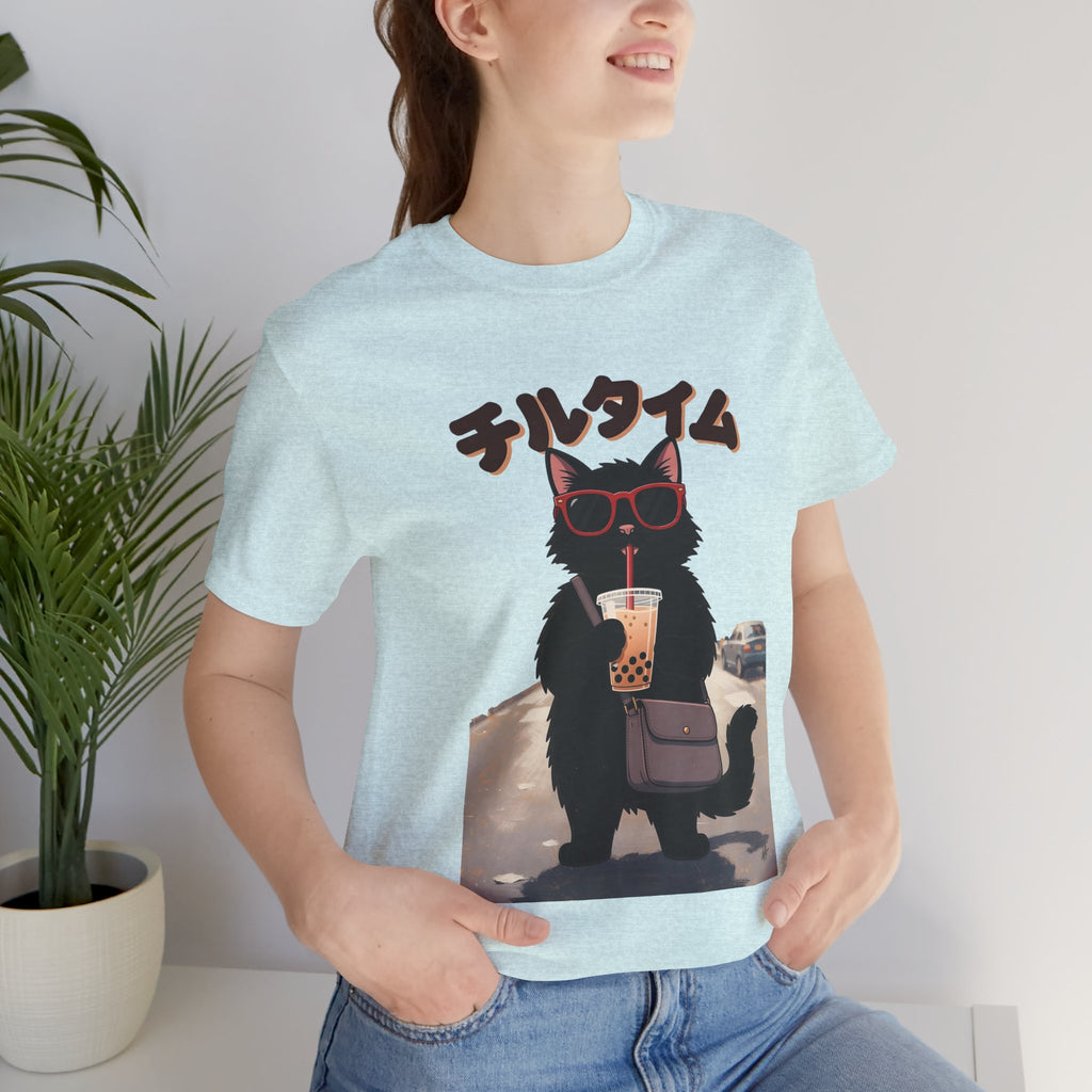 Boba Cat Tee — Cute Cat Drinking Bubble Tea Graphic T-Shirt