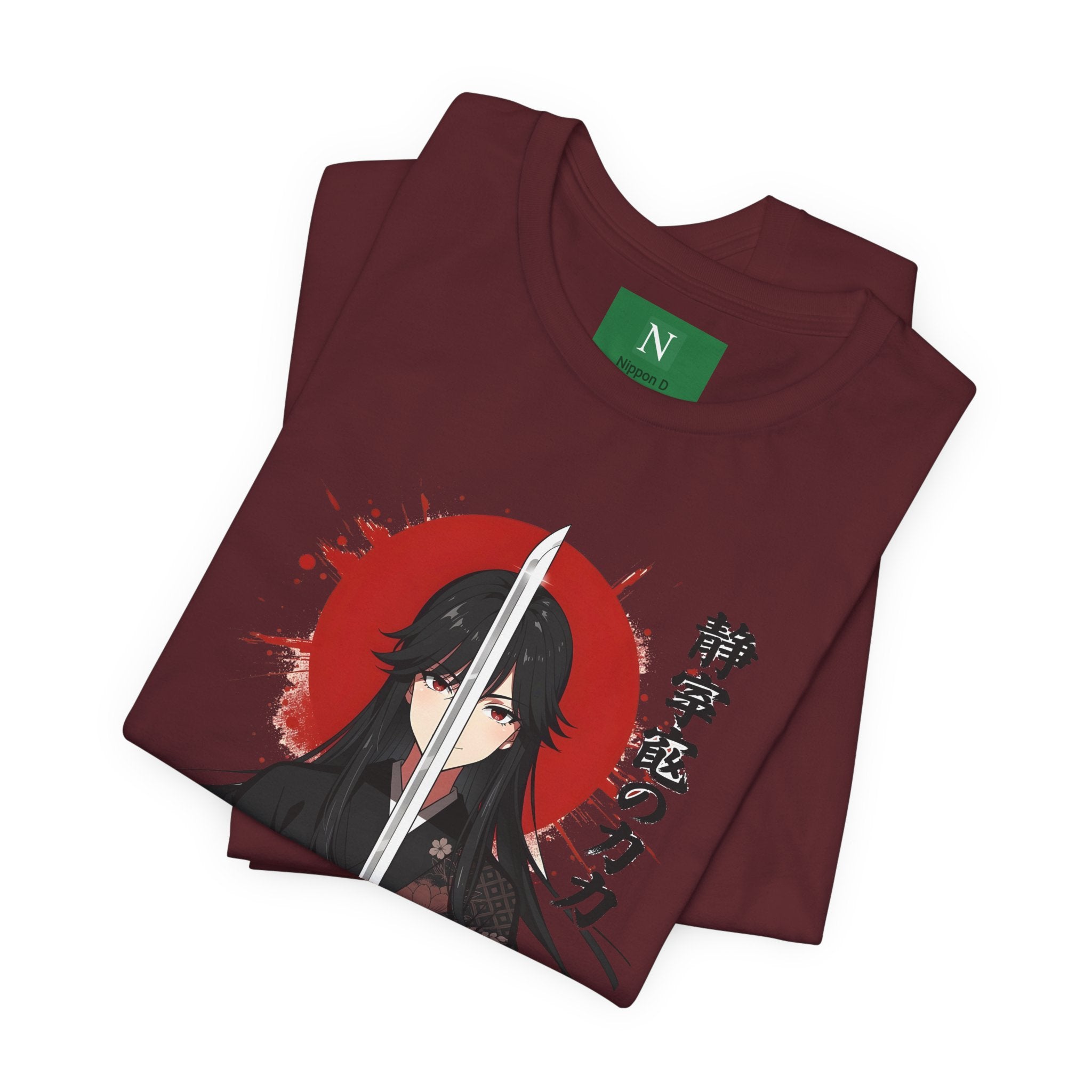 Samurai Girl Sword T‑Shirt — Anime Katana Tee with Japanese Text