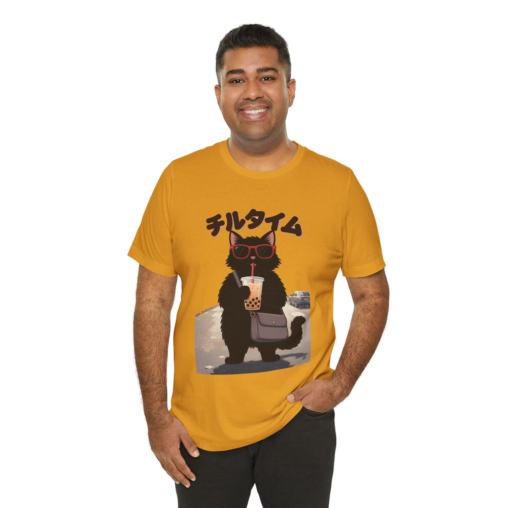 Boba Cat Tee — Cute Cat Drinking Bubble Tea Graphic T-Shirt