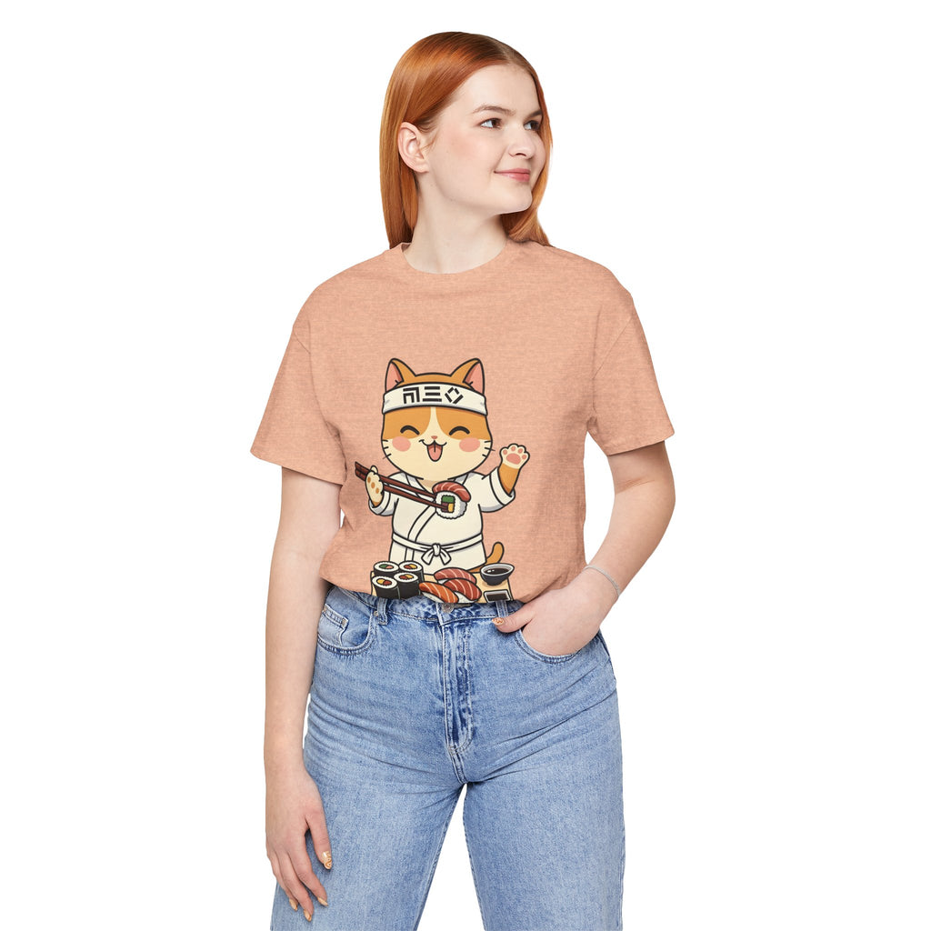 Sushi Chef Cat T‑Shirt — Cute Kawaii Cat Making Sushi Graphic Tee
