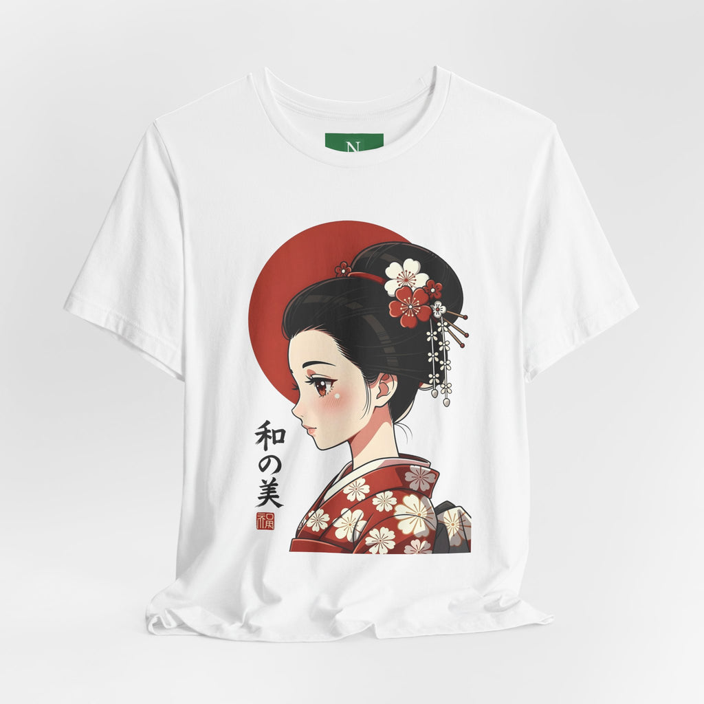 Geisha Portrait Tee — Japanese Floral Kimono Art T-Shirt