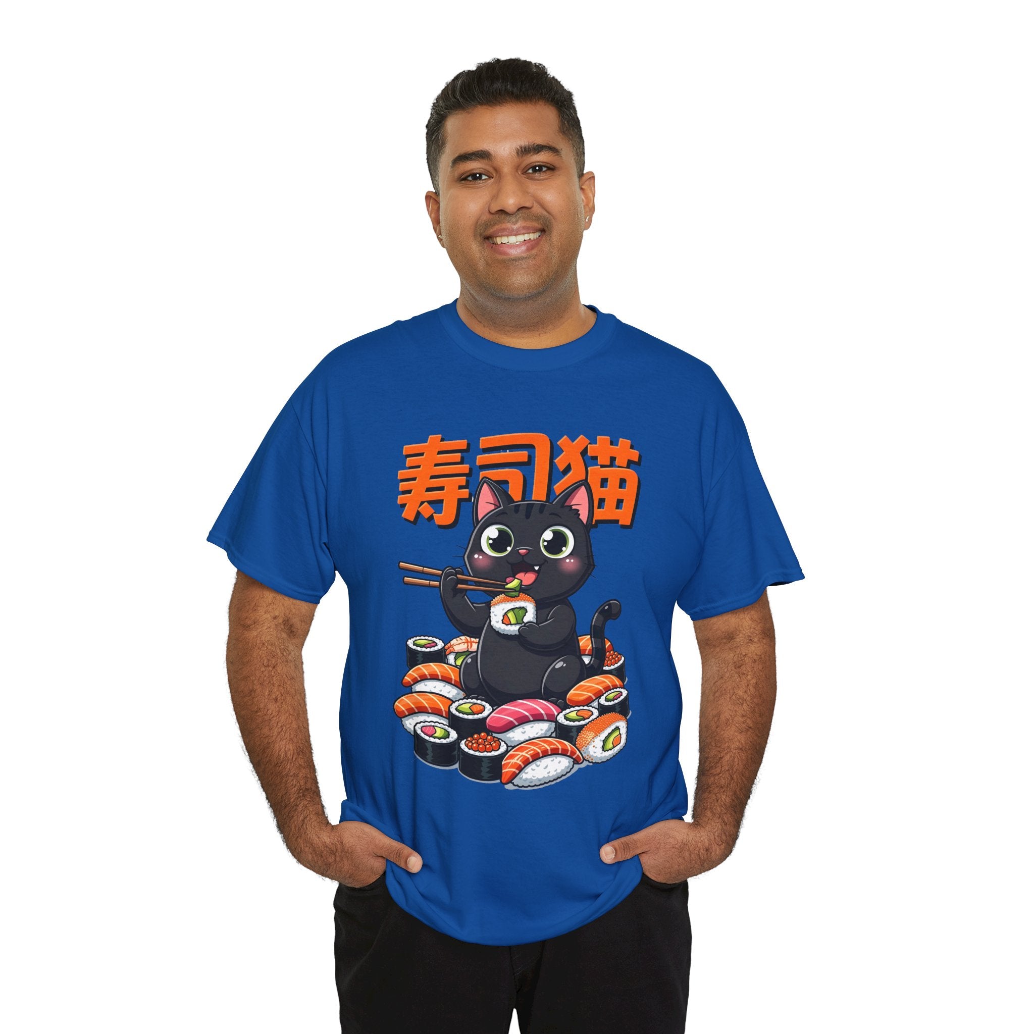 Sushi Cat T-Shirt – Cute Black Cat Eating Sushi Graphic Tee
