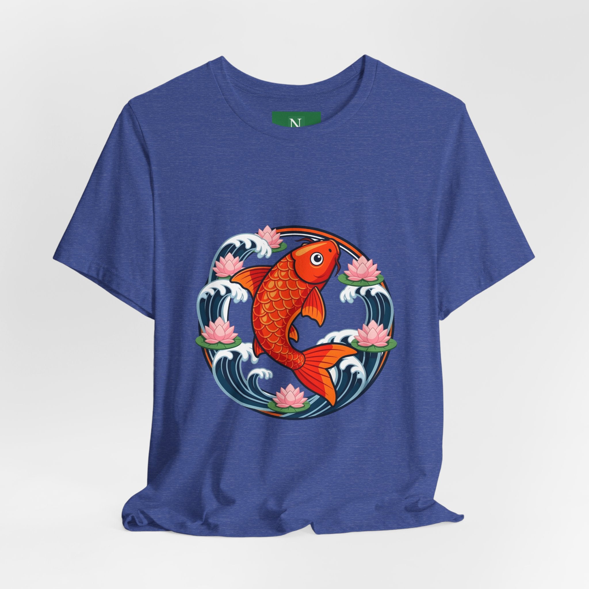 Koi Circle Graphic Tee — Japanese Koi Fish Waves & Lotus T-Shirt