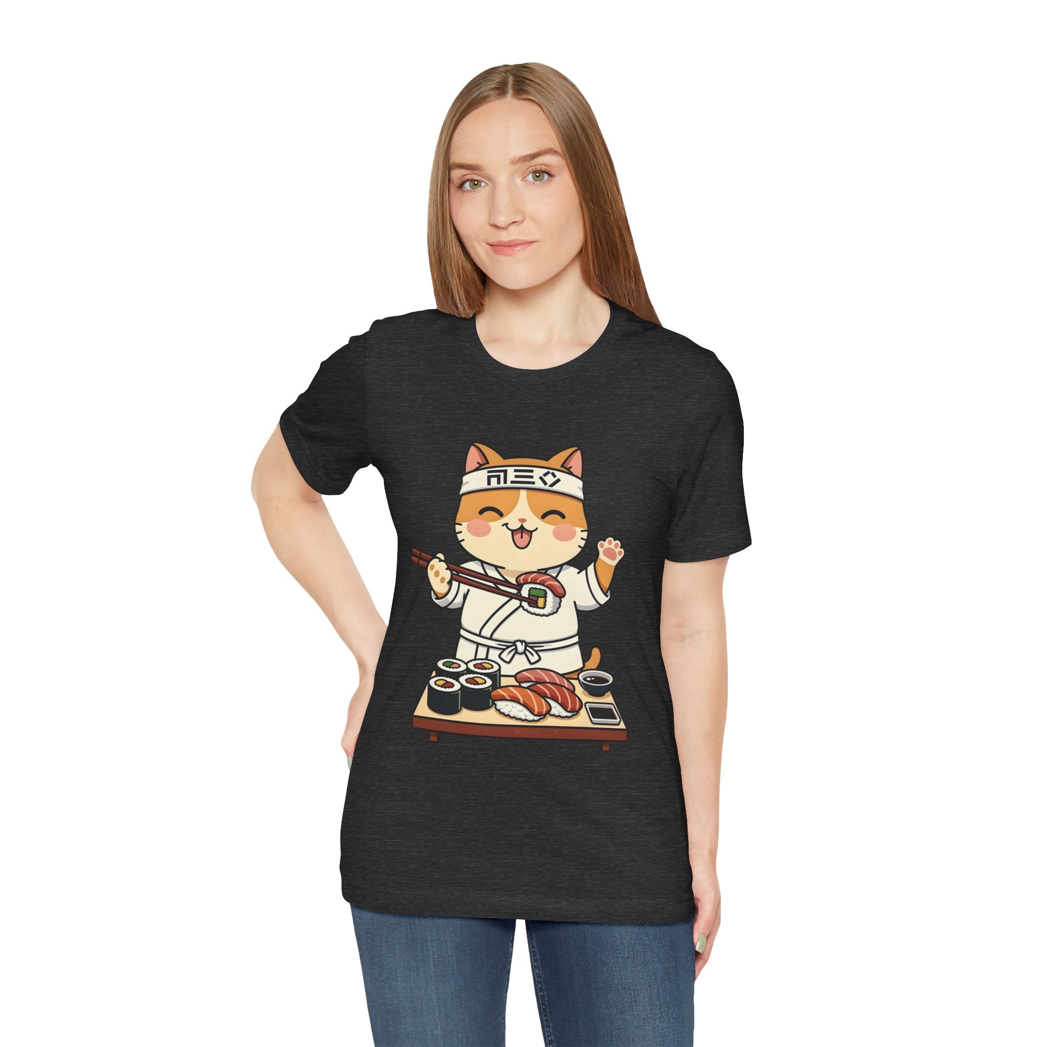Sushi Chef Cat T‑Shirt — Cute Kawaii Cat Making Sushi Graphic Tee