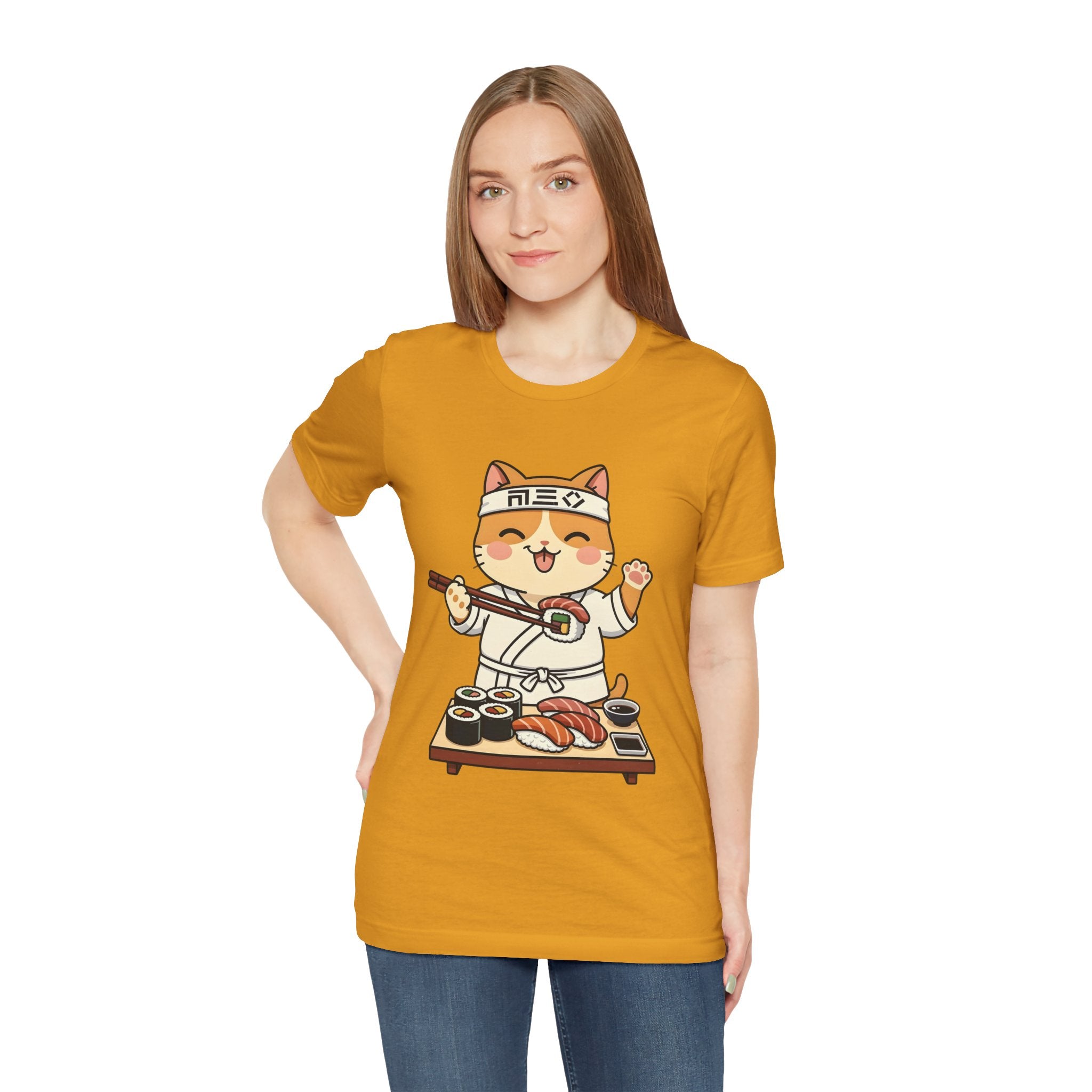 Sushi Chef Cat T‑Shirt — Cute Kawaii Cat Making Sushi Graphic Tee