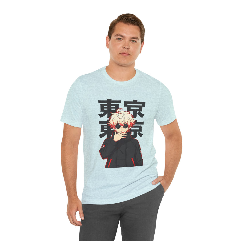 Tokyo Anime Graphic Tee — Blond Character with Kanji "東京"