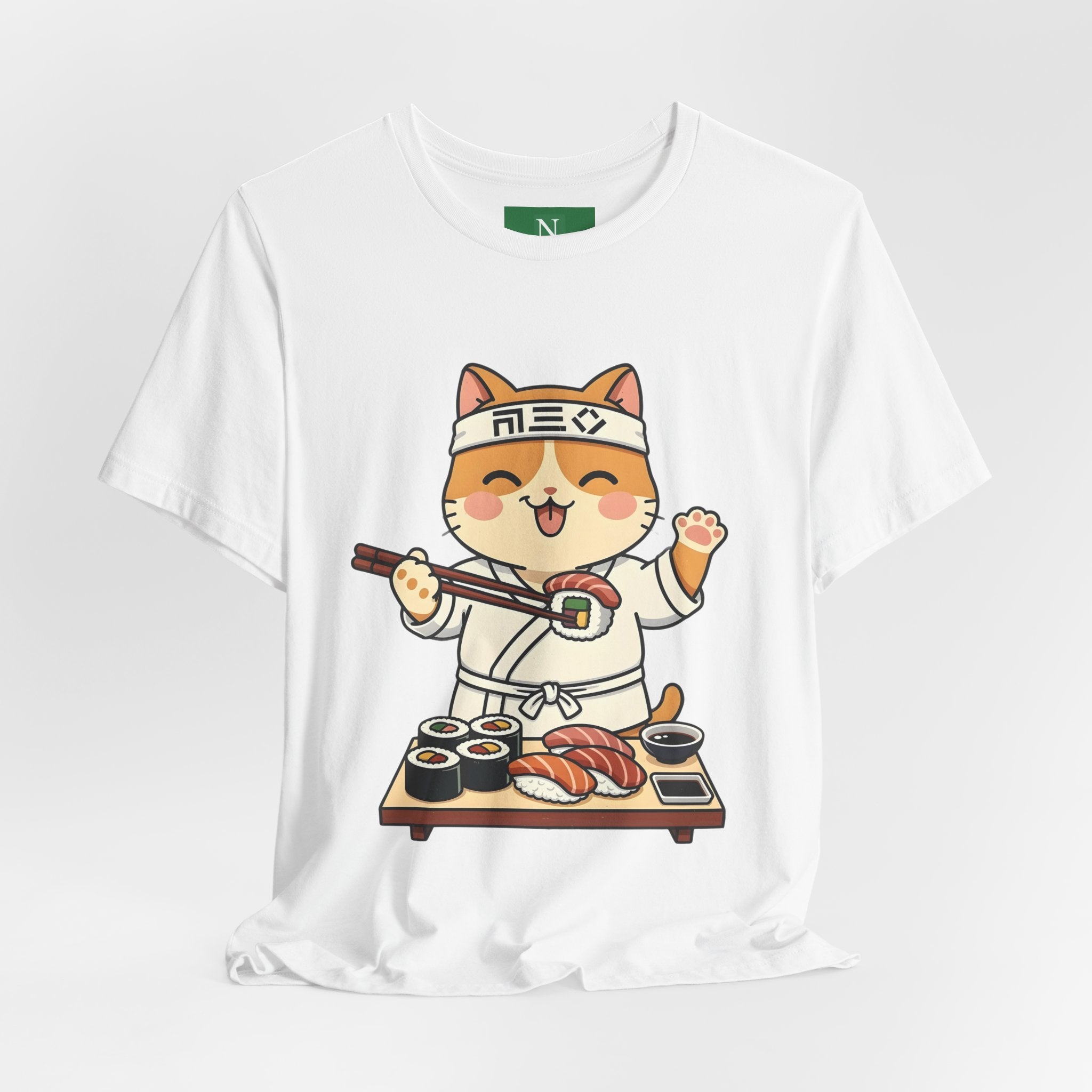 Sushi Chef Cat T‑Shirt — Cute Kawaii Cat Making Sushi Graphic Tee
