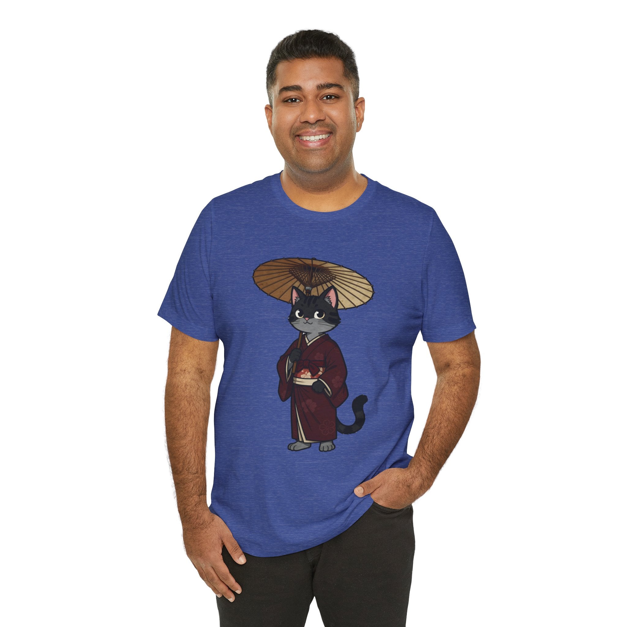 Geisha Cat Tee — Japanese Umbrella Cat Graphic T-Shirt