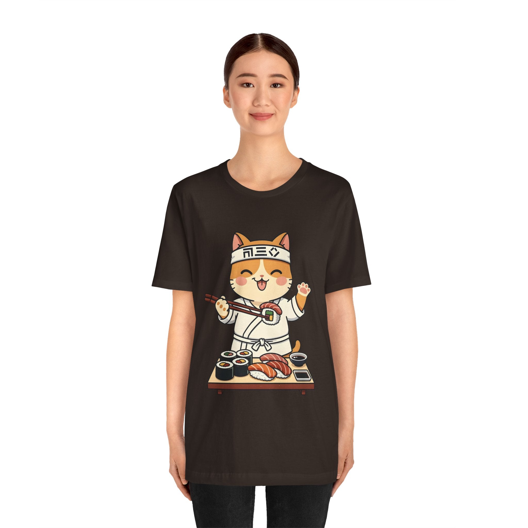 Sushi Chef Cat T‑Shirt — Cute Kawaii Cat Making Sushi Graphic Tee