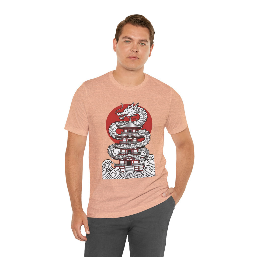 Dragon Pagoda T‑Shirt — Japanese Red Sun Temple Graphic Tee