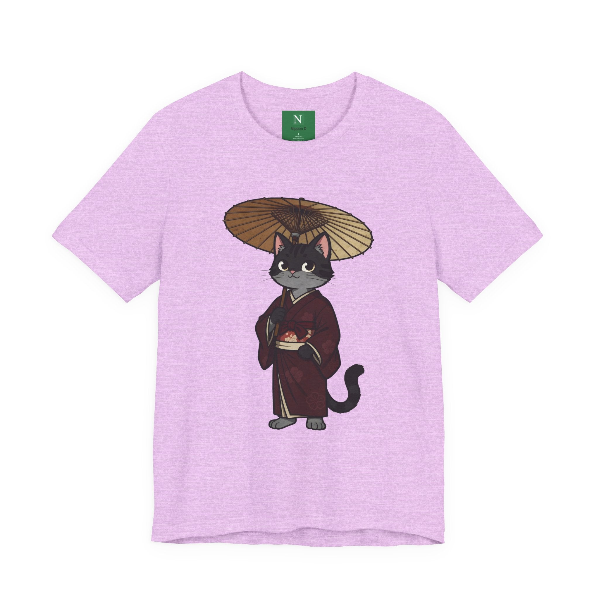 Geisha Cat Tee — Japanese Umbrella Cat Graphic T-Shirt