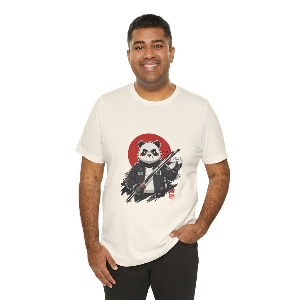 Samurai Panda T-Shirt — Cute Warrior Graphic Tee with Red Sun