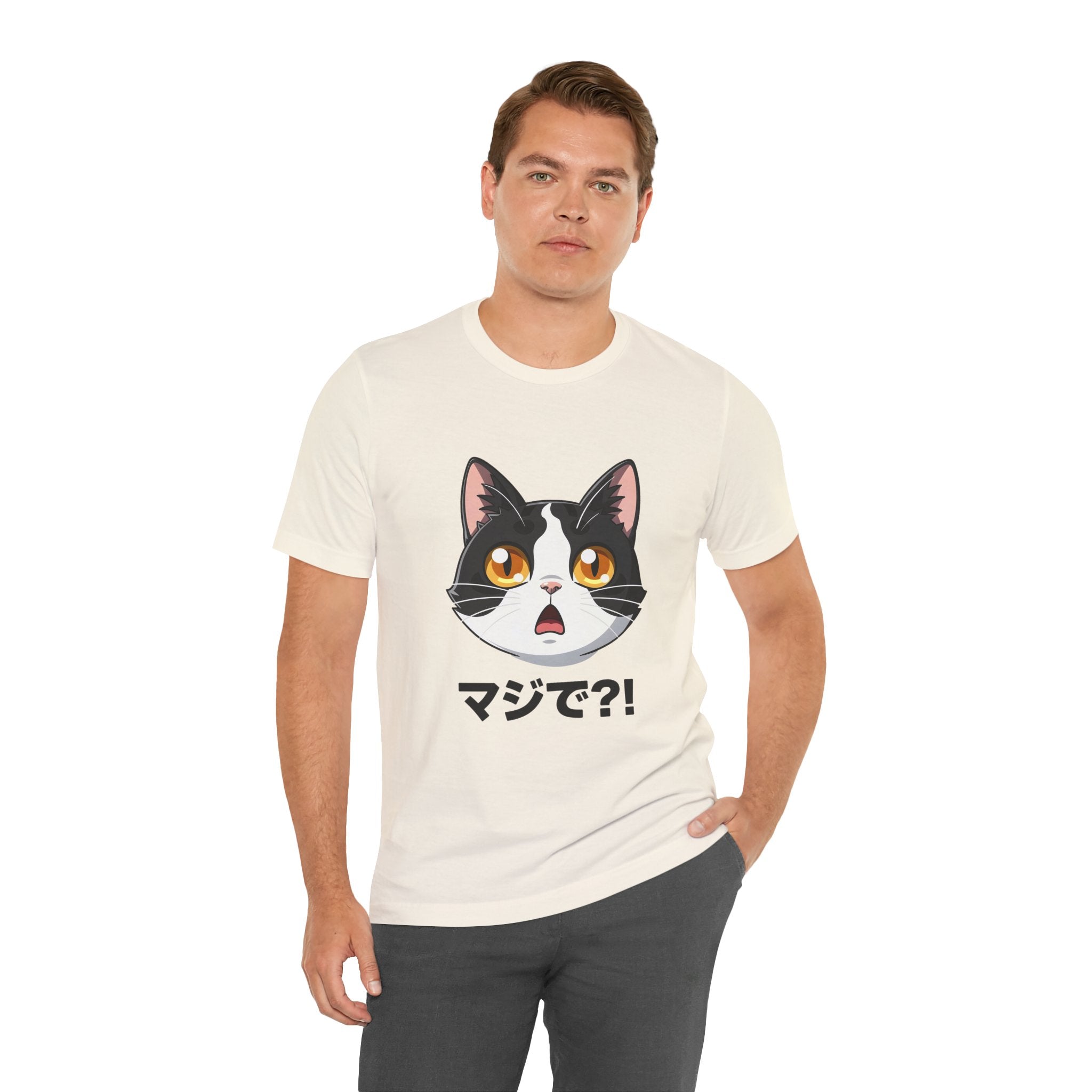 Cat Shock Face Graphic Tee — マジで?! Cute Anime Cat T-Shirt