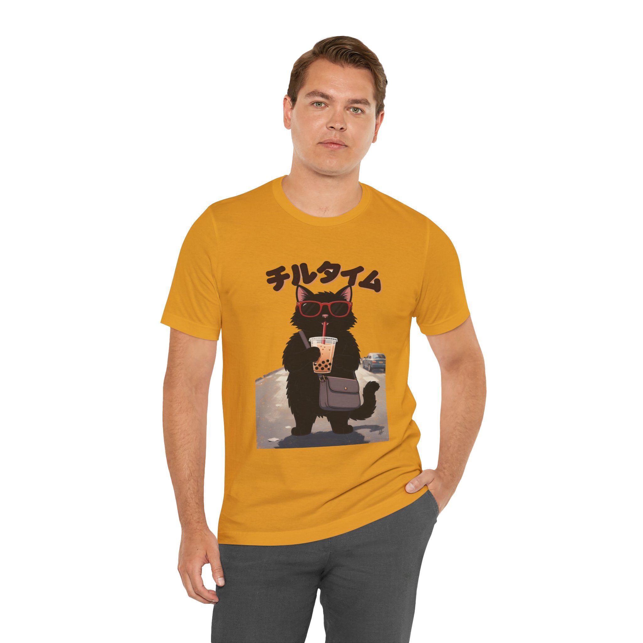 Boba Cat Tee — Cute Cat Drinking Bubble Tea Graphic T-Shirt