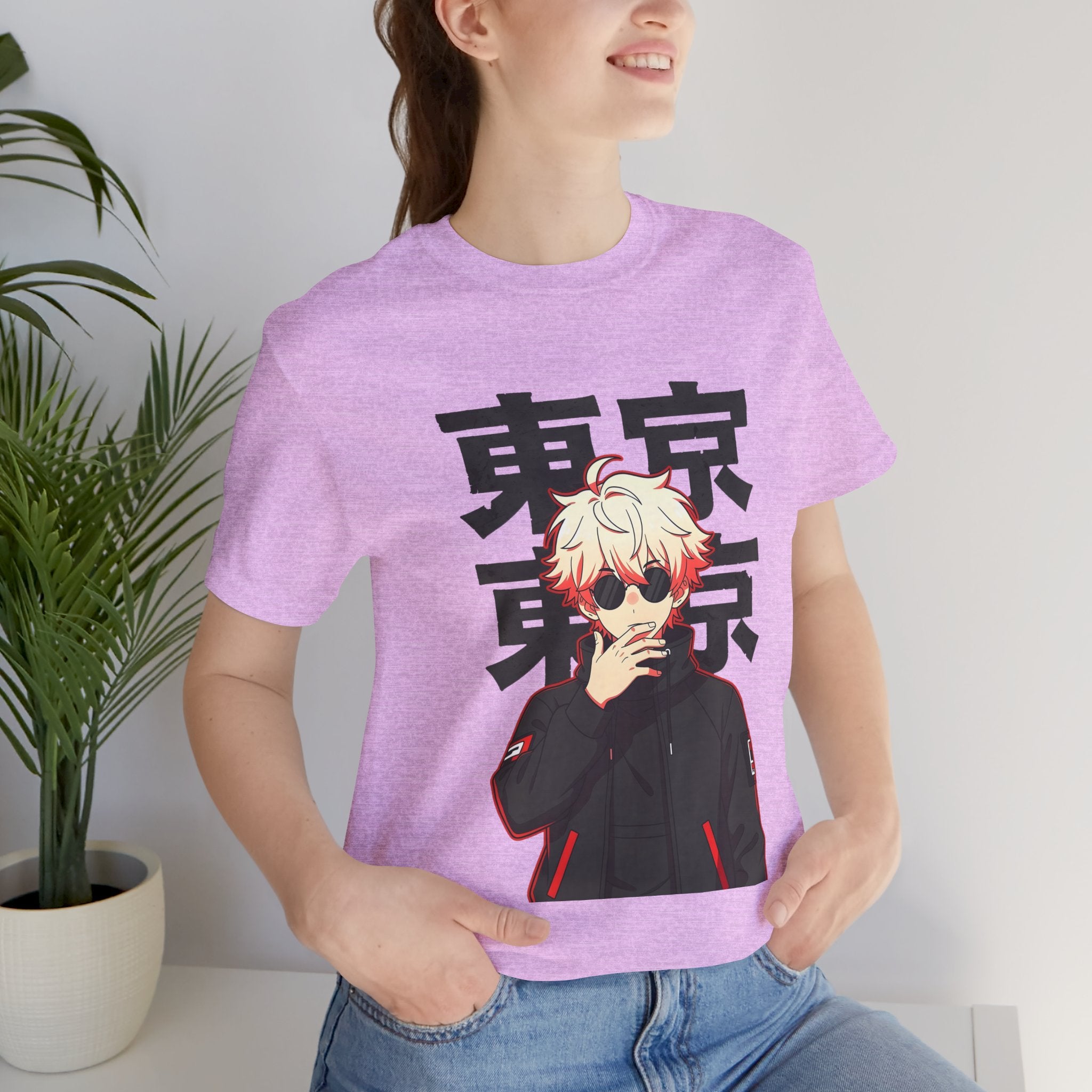 Tokyo Anime Graphic Tee — Blond Character with Kanji "東京"