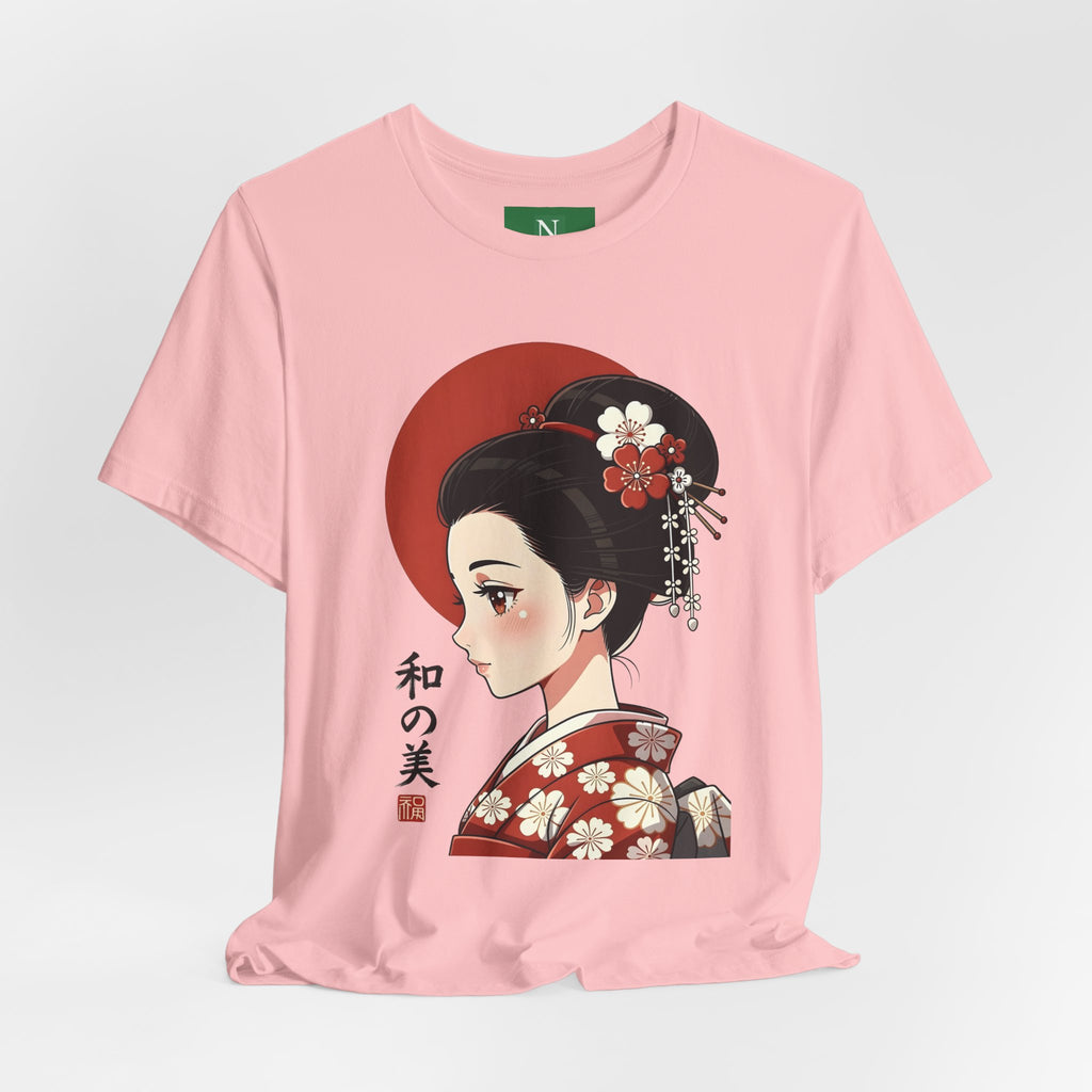 Geisha Portrait Tee — Japanese Floral Kimono Art T-Shirt