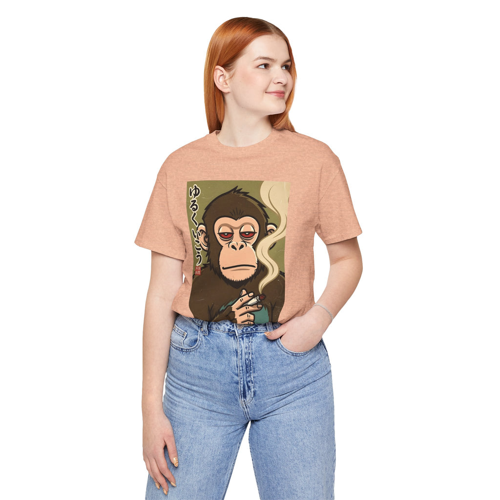 Smoking Monkey Graphic Tee — Japanese Retro Ape Illustration T-Shirt